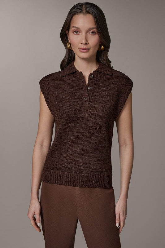 Canyon SLEEVELESS POLO SWEATER Donna Karan