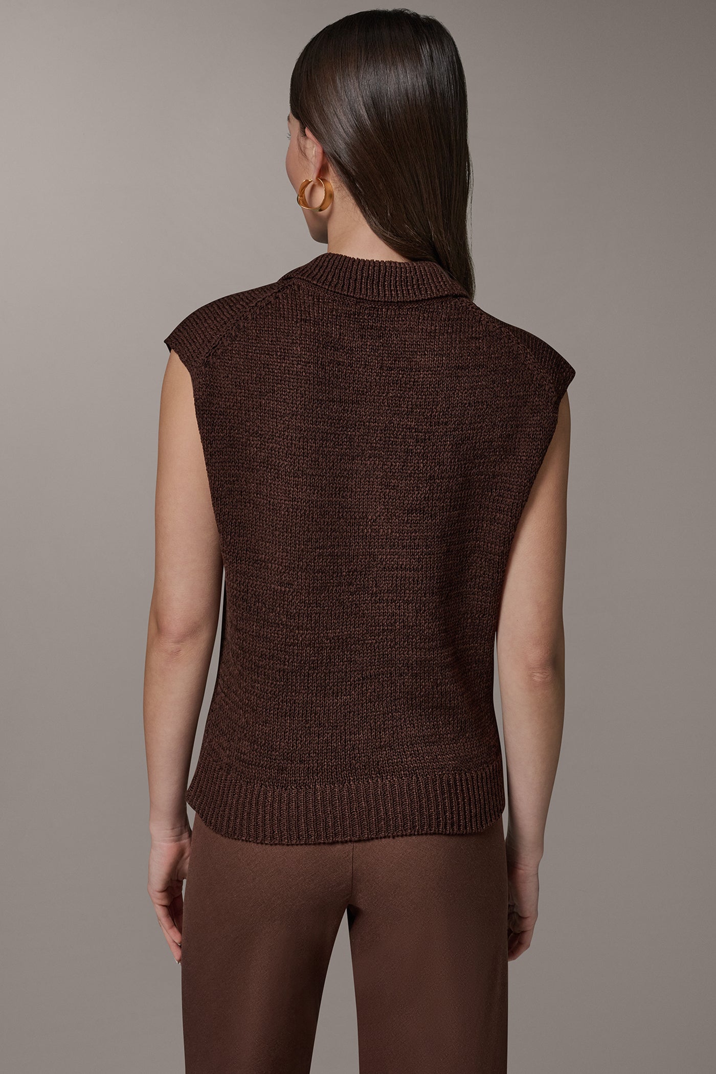 Canyon SLEEVELESS POLO SWEATER Donna Karan