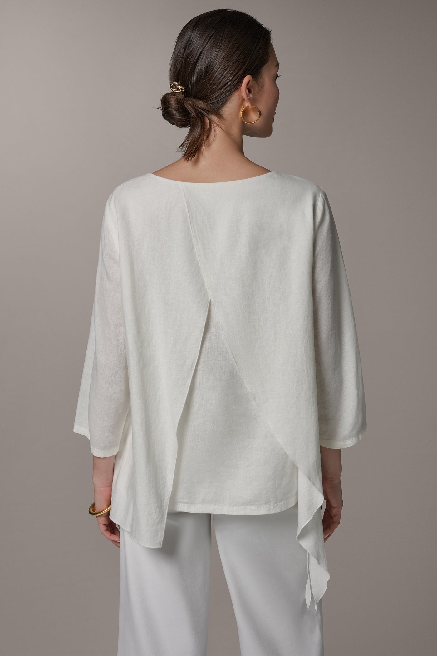 Cream 3/4 SLEEVE OVERLAY BLOUSE Donna Karan