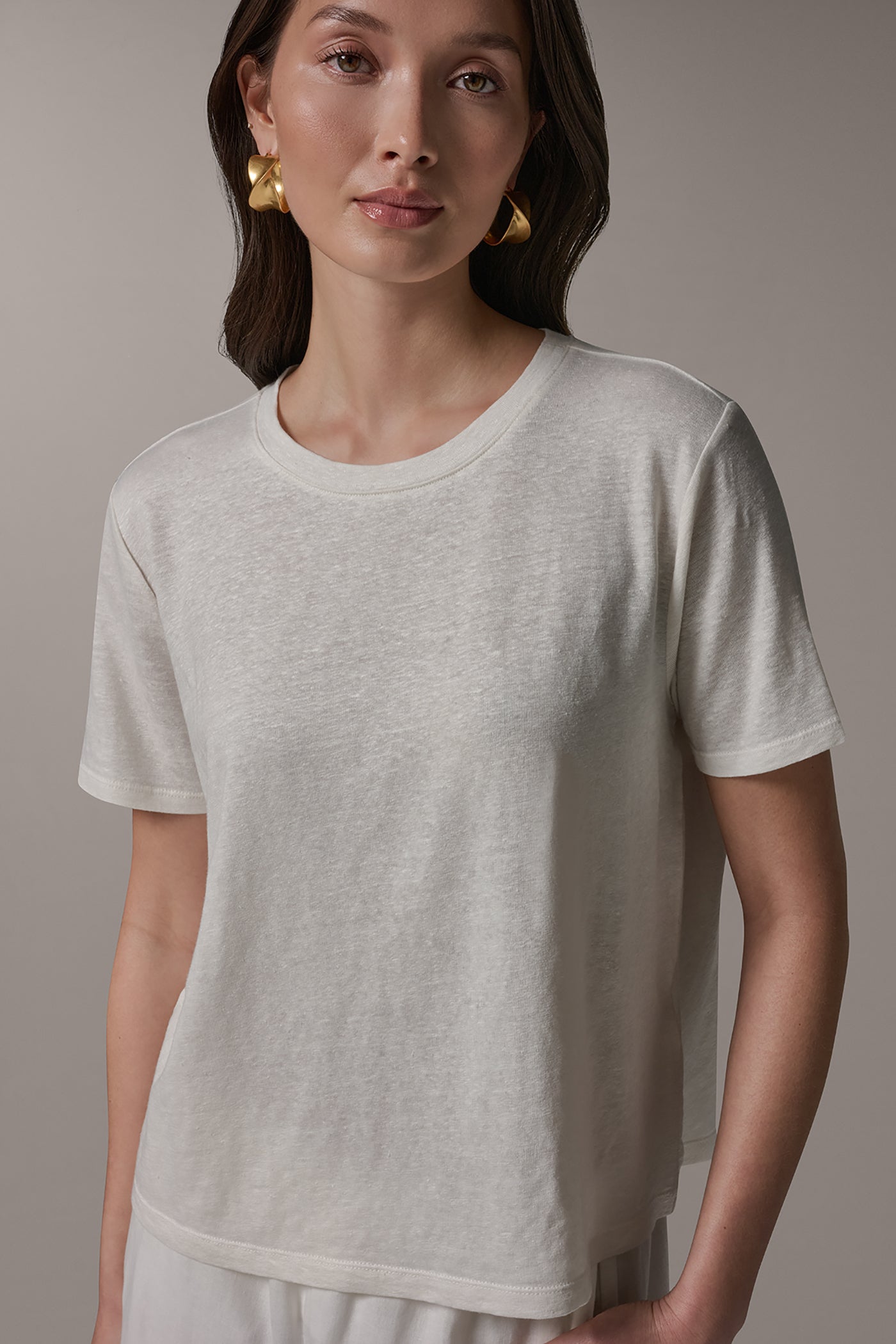 Cream SHORT SLEEVE TEE Donna Karan