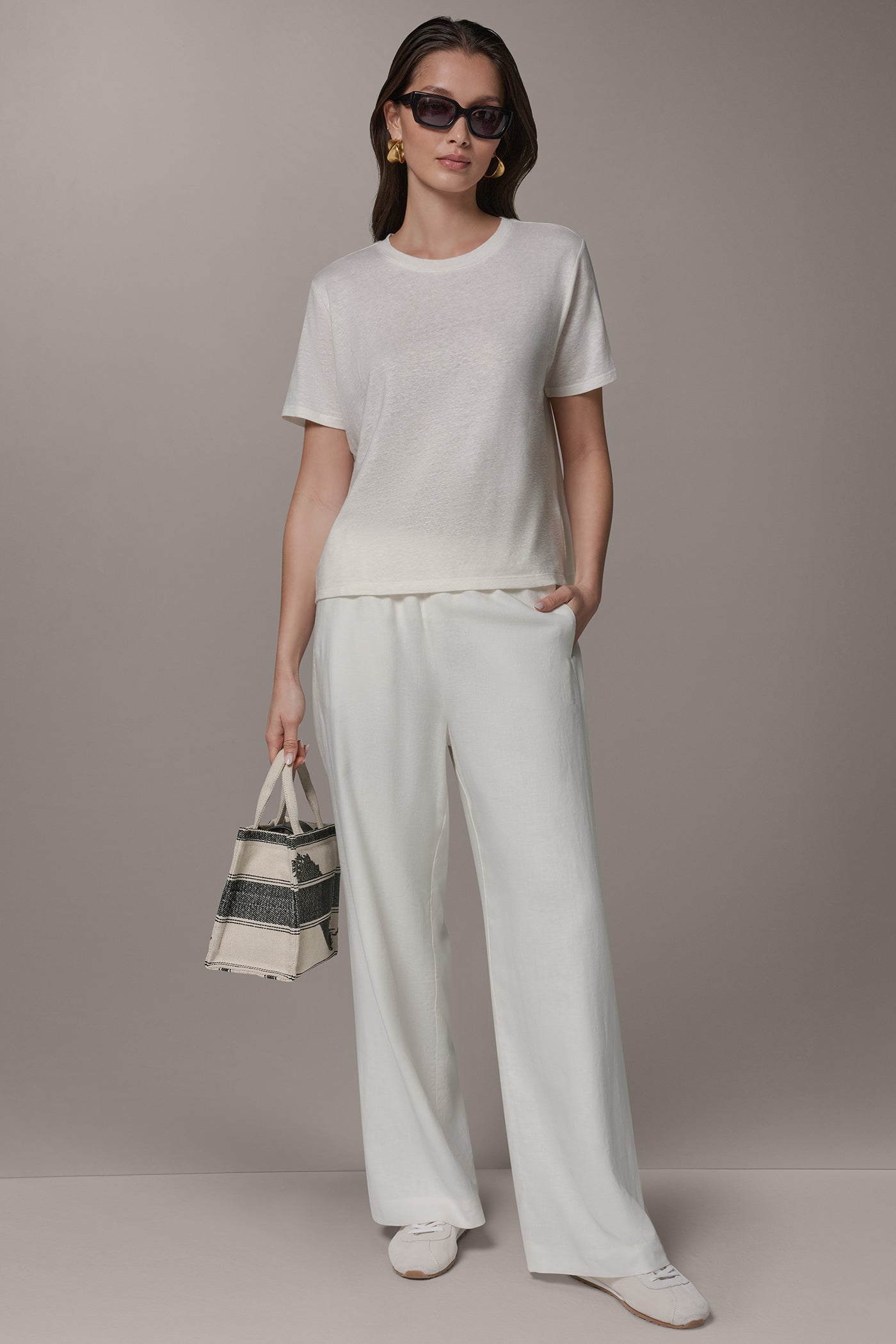 Cream SHORT SLEEVE TEE Donna Karan