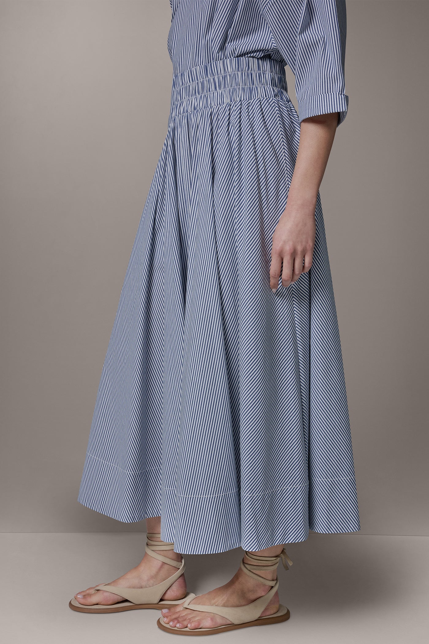 Nightfall/Cream STRIPE MAXI A-LINE SKIRT Donna Karan