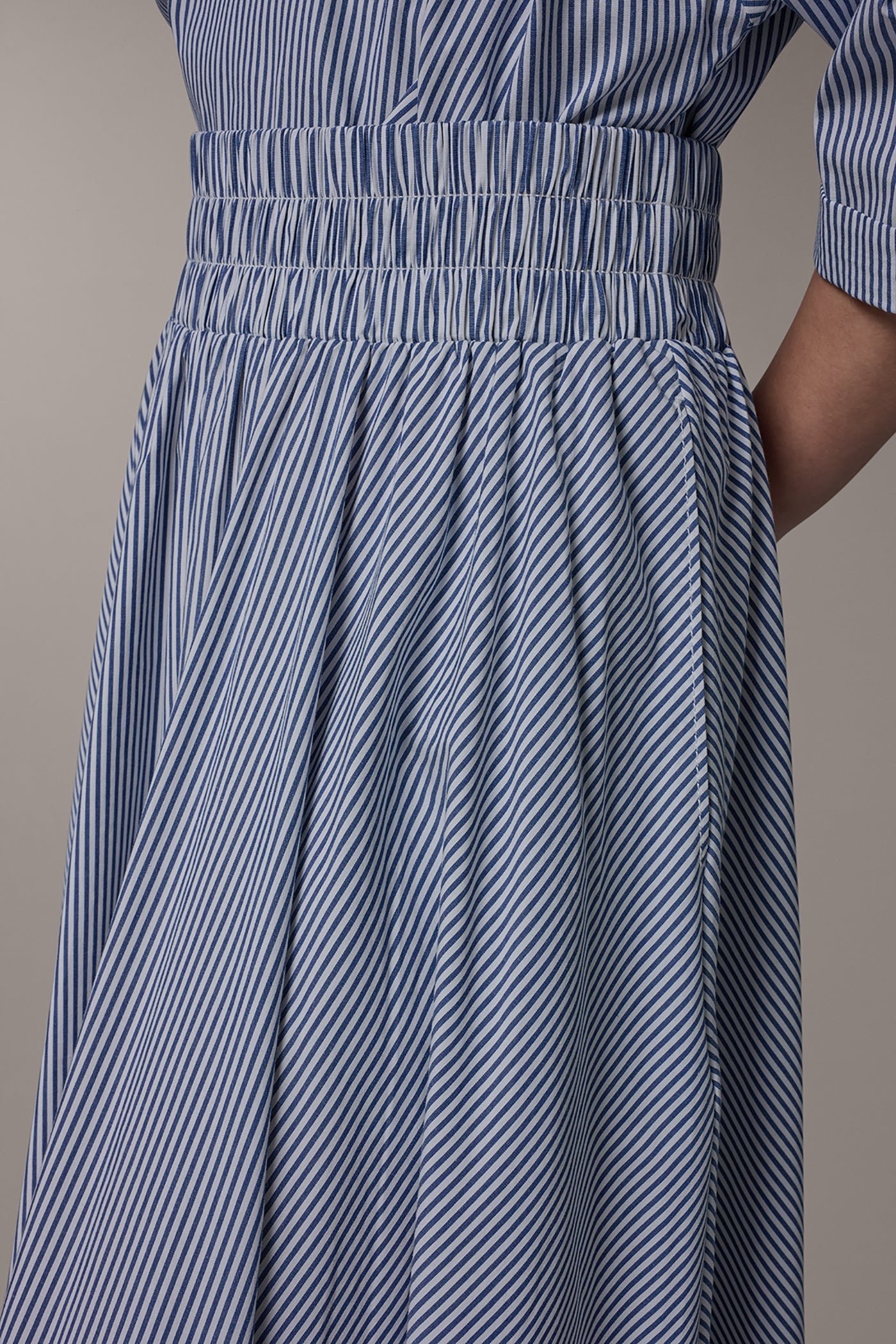 Nightfall/Cream STRIPE MAXI A-LINE SKIRT Donna Karan