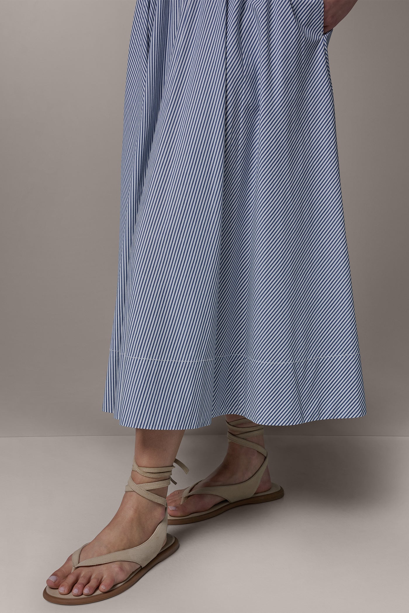 Nightfall/Cream STRIPE MAXI A-LINE SKIRT Donna Karan