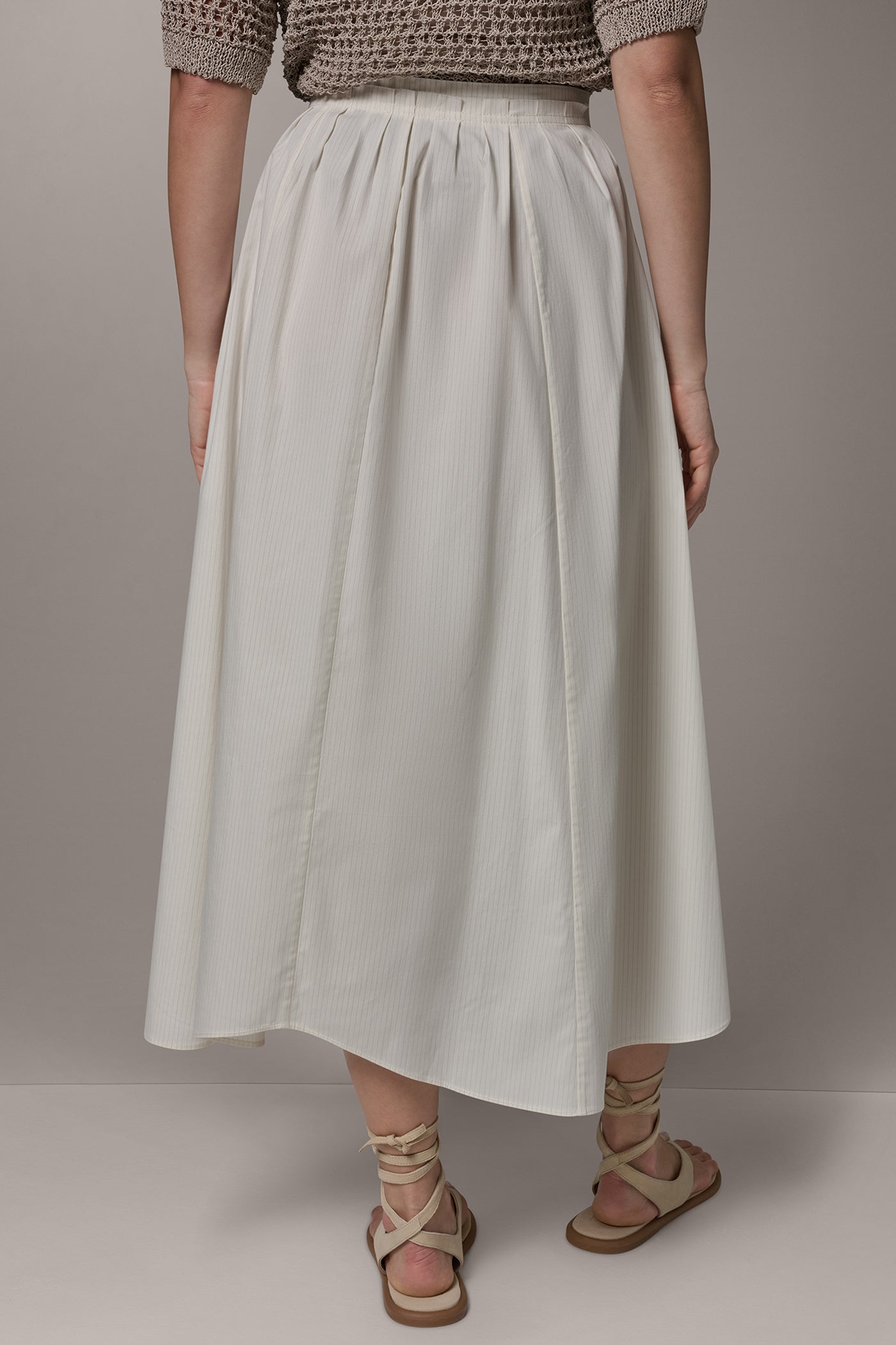 Cream Pinstripe Combo PINSTRIPE MIDI A-LINE SKIRT Donna Karan