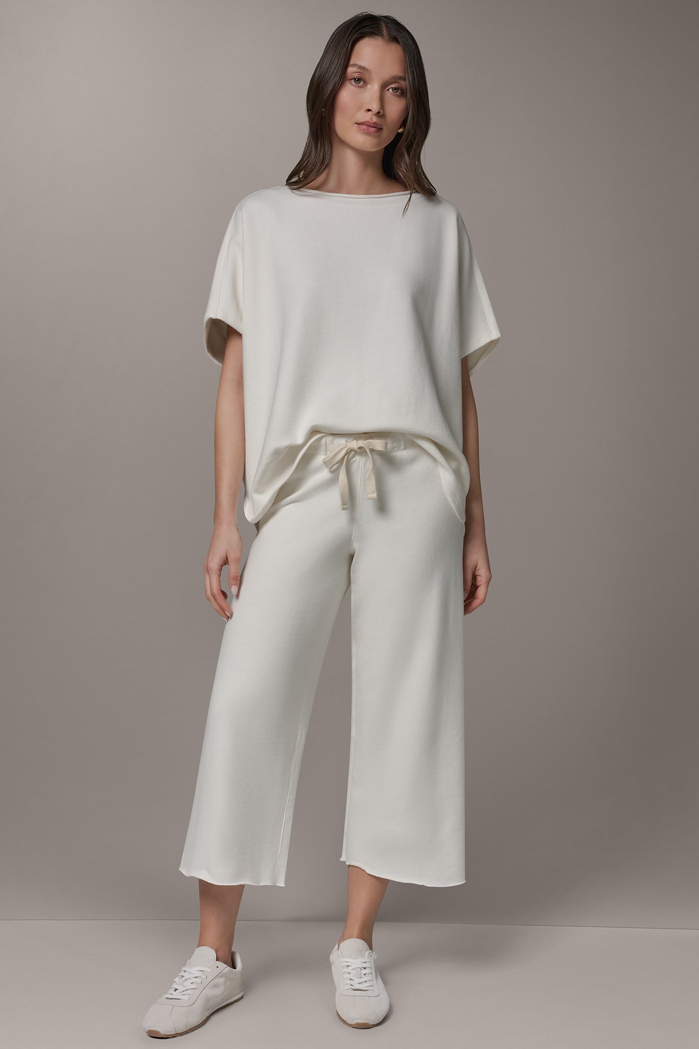Cream MID-RISE STRAIGHT-LEG CAPRI PANT Donna Karan