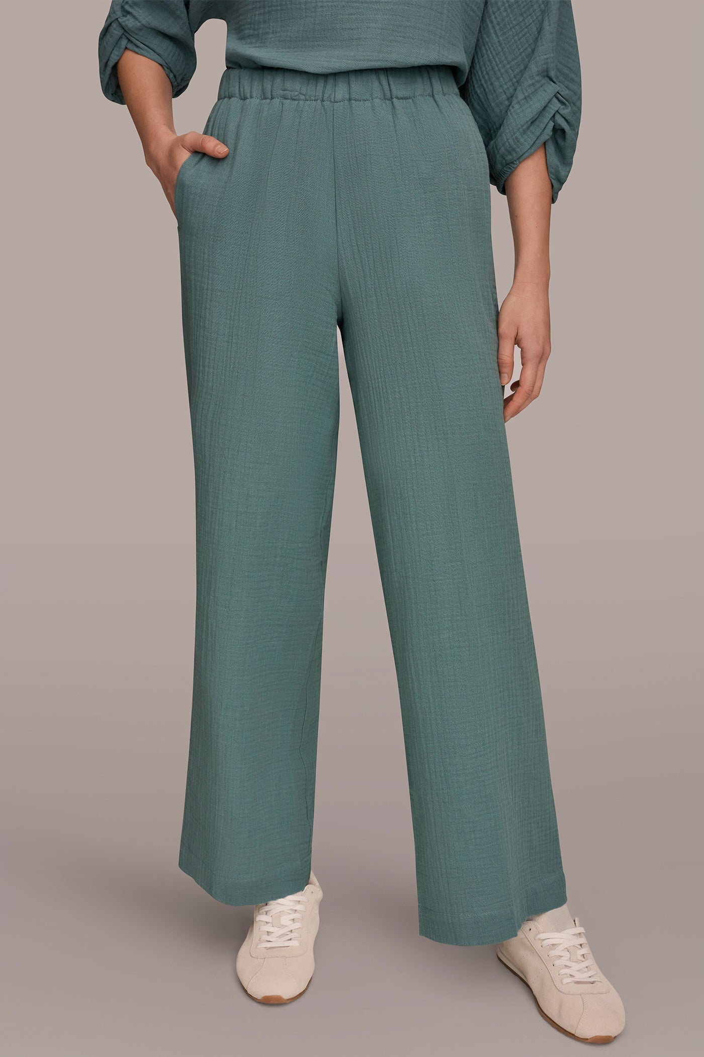 Waterlily MID-RISE STRAIGHT-LEG PANT Donna Karan