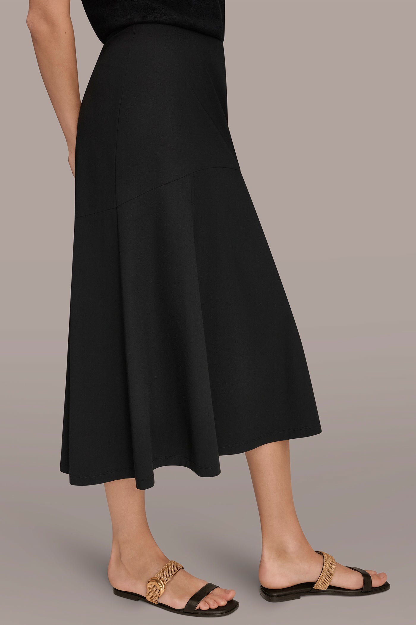 Black THE MODERN TRAVEL MIDI HI-LOW TRUMPET SKIRT Donna Karan