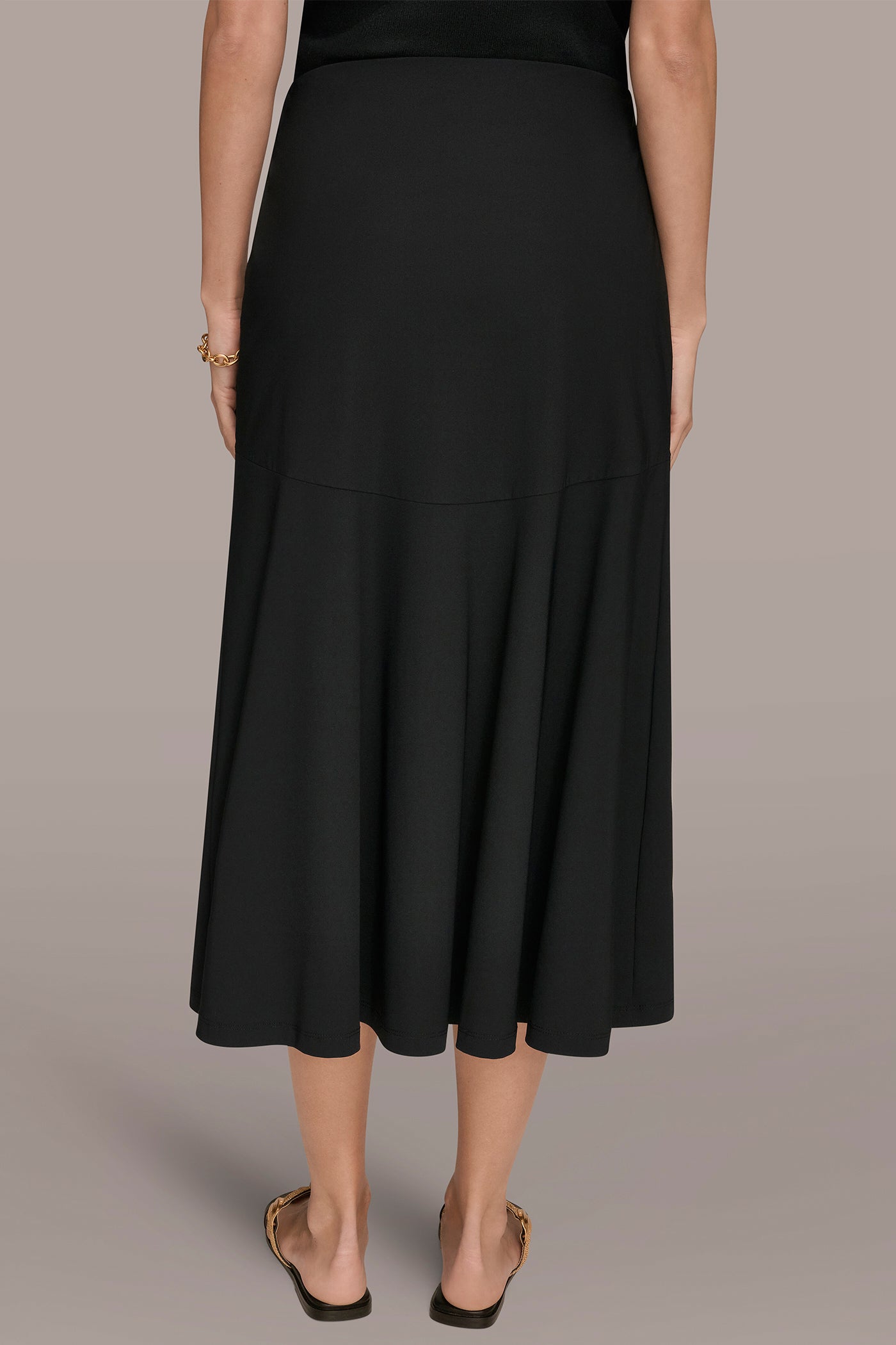 Black THE MODERN TRAVEL MIDI HI-LOW TRUMPET SKIRT Donna Karan