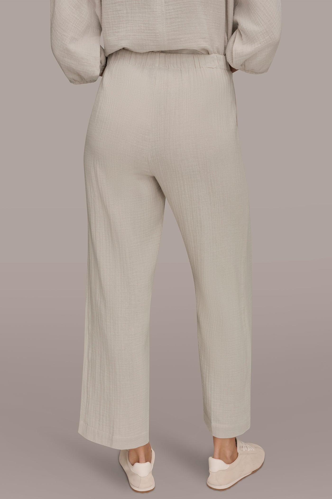 Cream MID-RISE STRAIGHT-LEG PANT Donna Karan