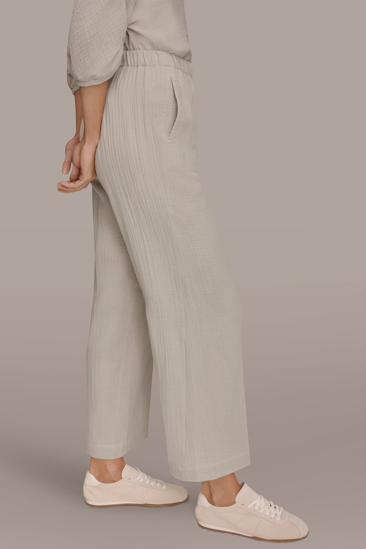 Cream MID-RISE STRAIGHT-LEG PANT Donna Karan