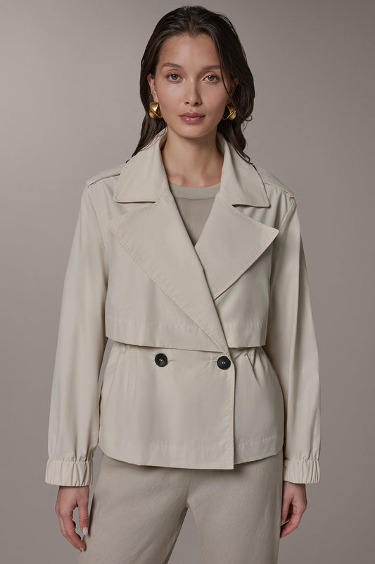 Sandstone LONG SLEEVE DOUBLE BREASTED TRENCH JACKET Donna Karan