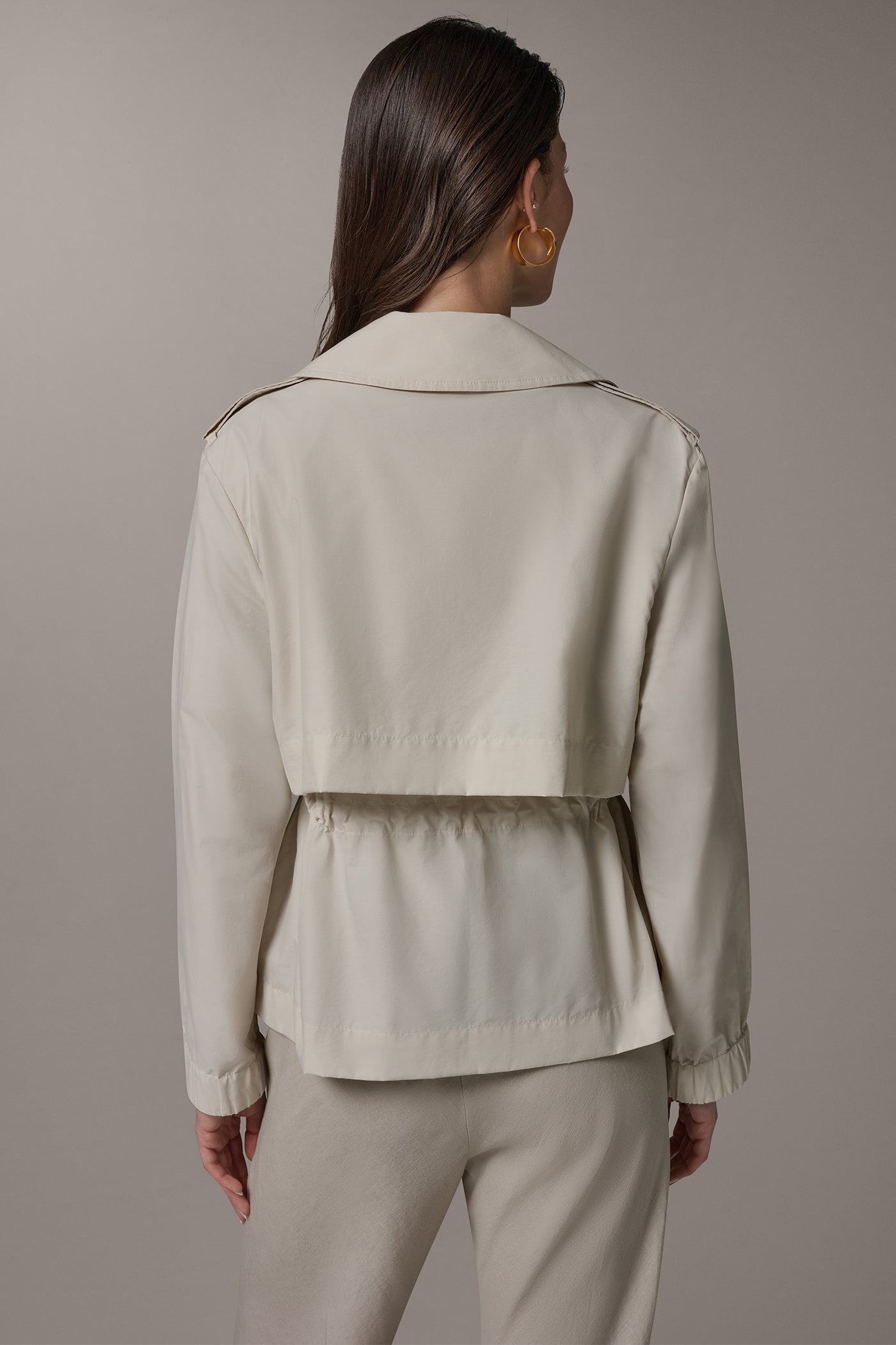 Sandstone LONG SLEEVE DOUBLE BREASTED TRENCH JACKET Donna Karan