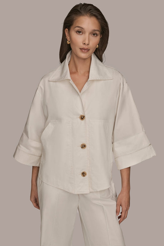 CREAM 3/4-SLEEVE SWING JACKET Donna Karan