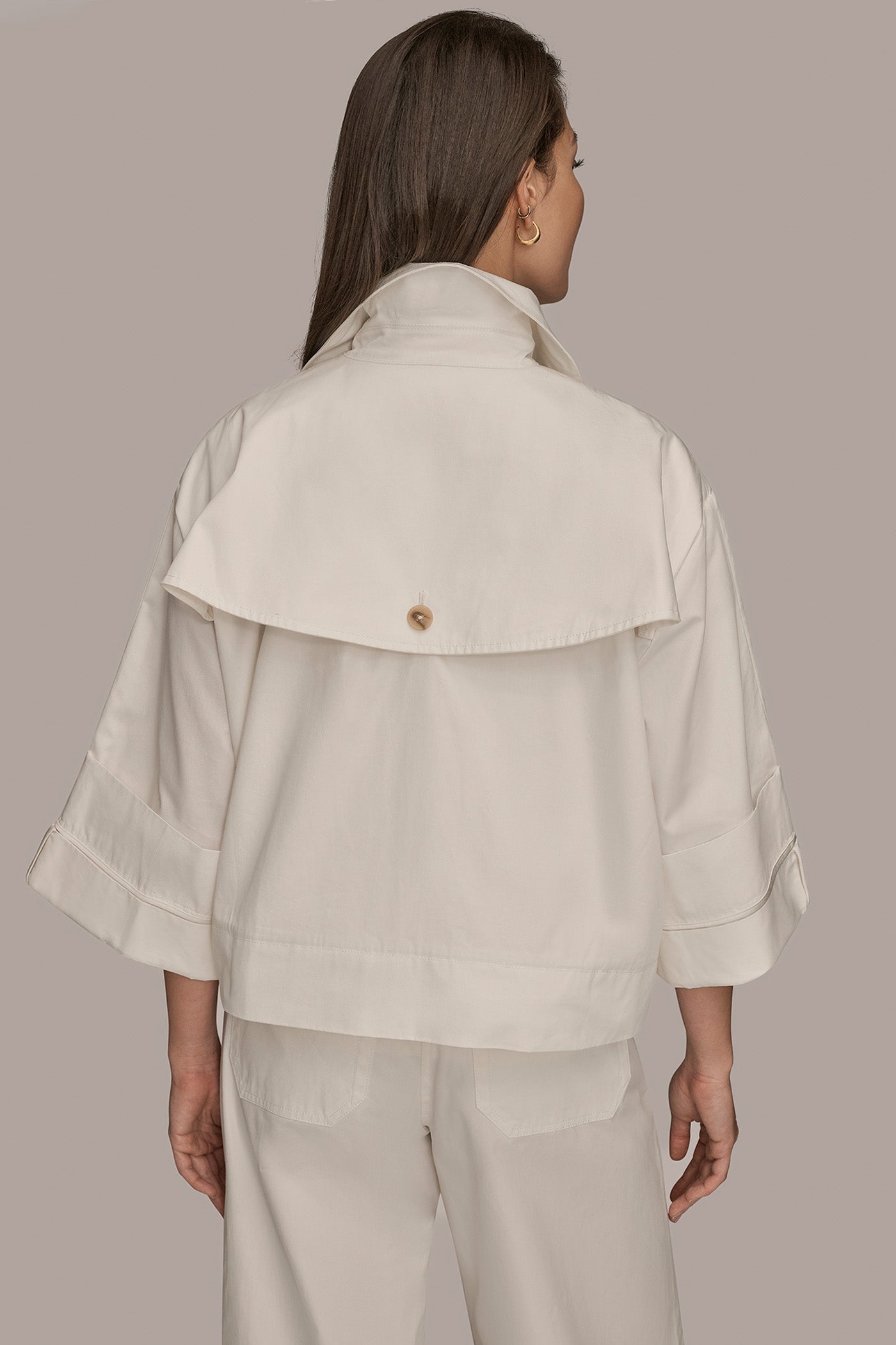 CREAM 3/4-SLEEVE SWING JACKET Donna Karan