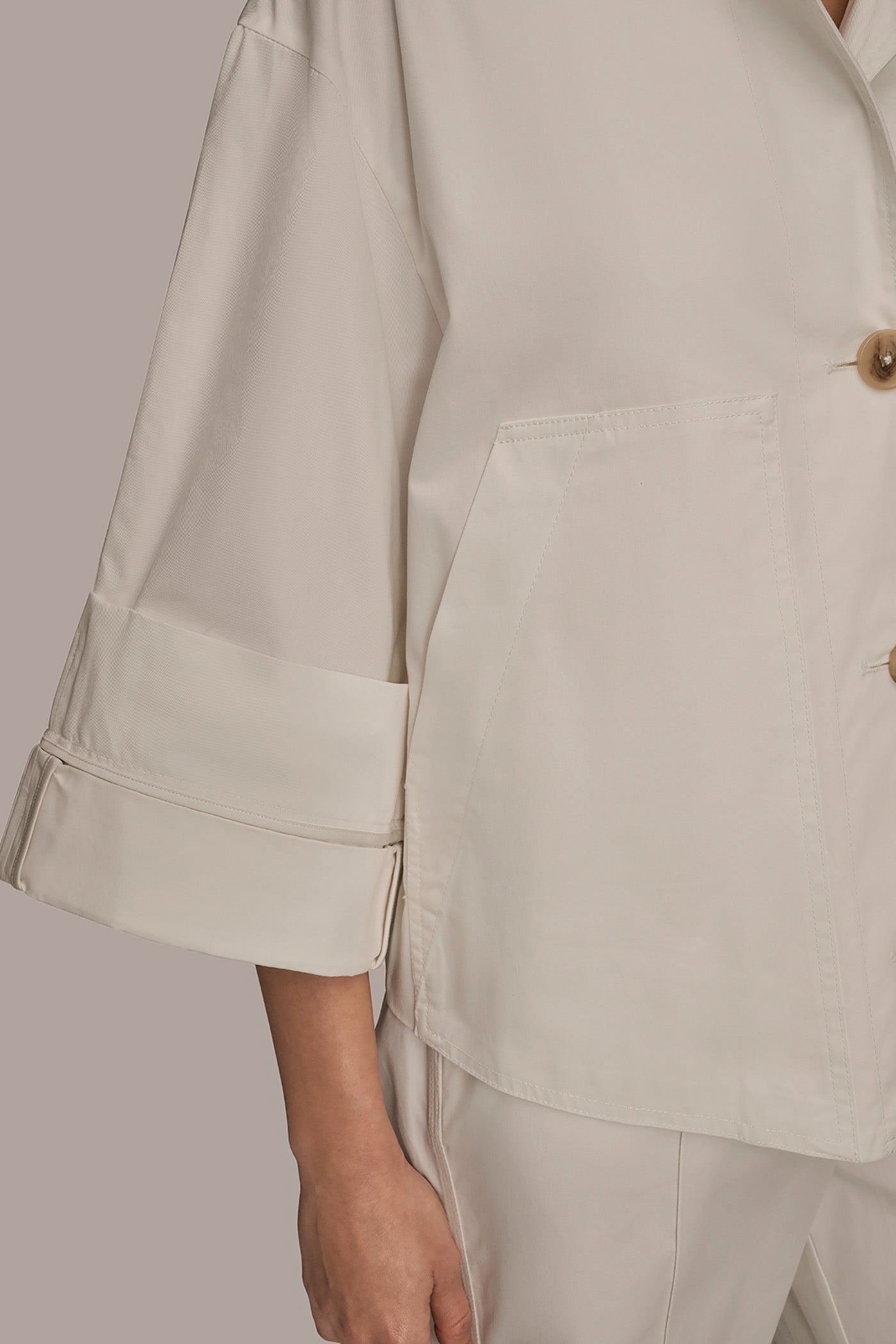 CREAM 3/4-SLEEVE SWING JACKET Donna Karan