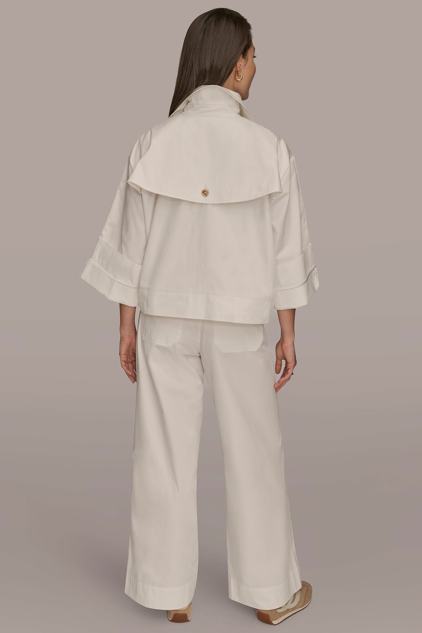 CREAM 3/4-SLEEVE SWING JACKET Donna Karan