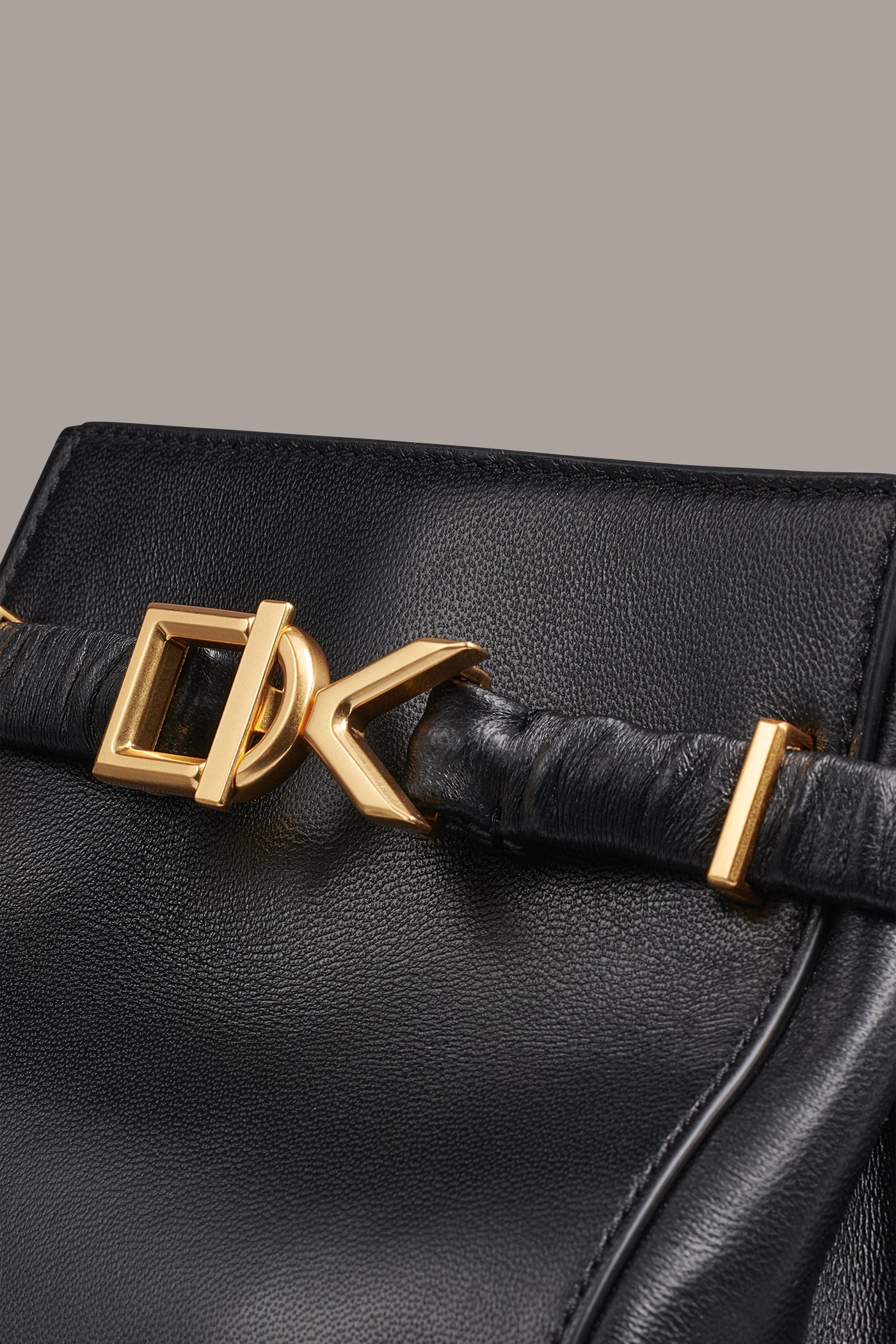 Black / Gold GINGHAM LOGO CROSSBODY Donna Karan