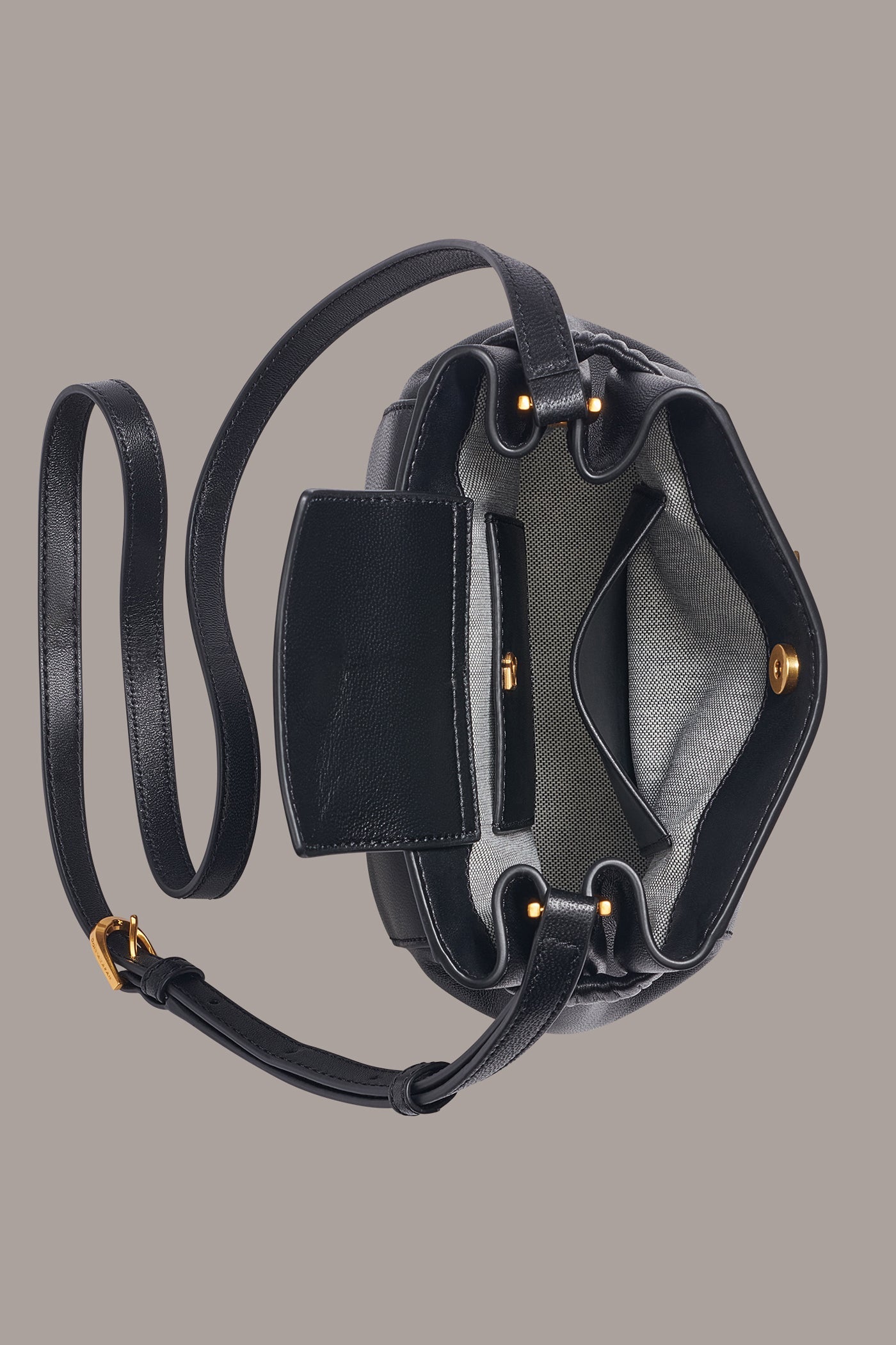 Black / Gold GINGHAM LOGO CROSSBODY Donna Karan