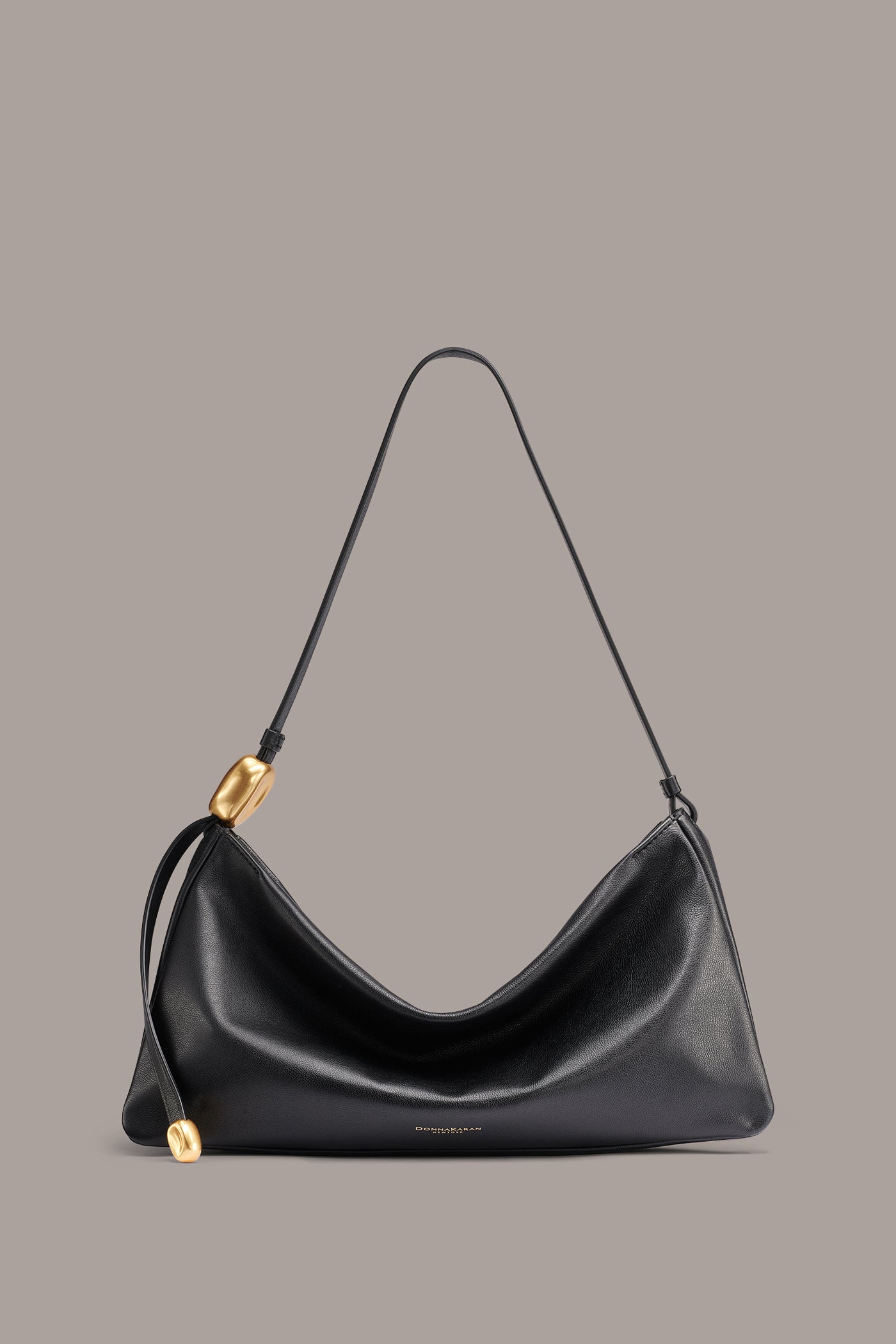 Black/Gold VELVET LARGE SHOULDER BAG Donna Karan