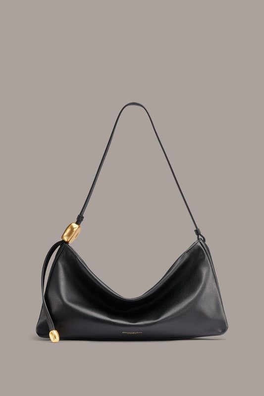 Black/Gold VELVET LARGE SHOULDER BAG Donna Karan