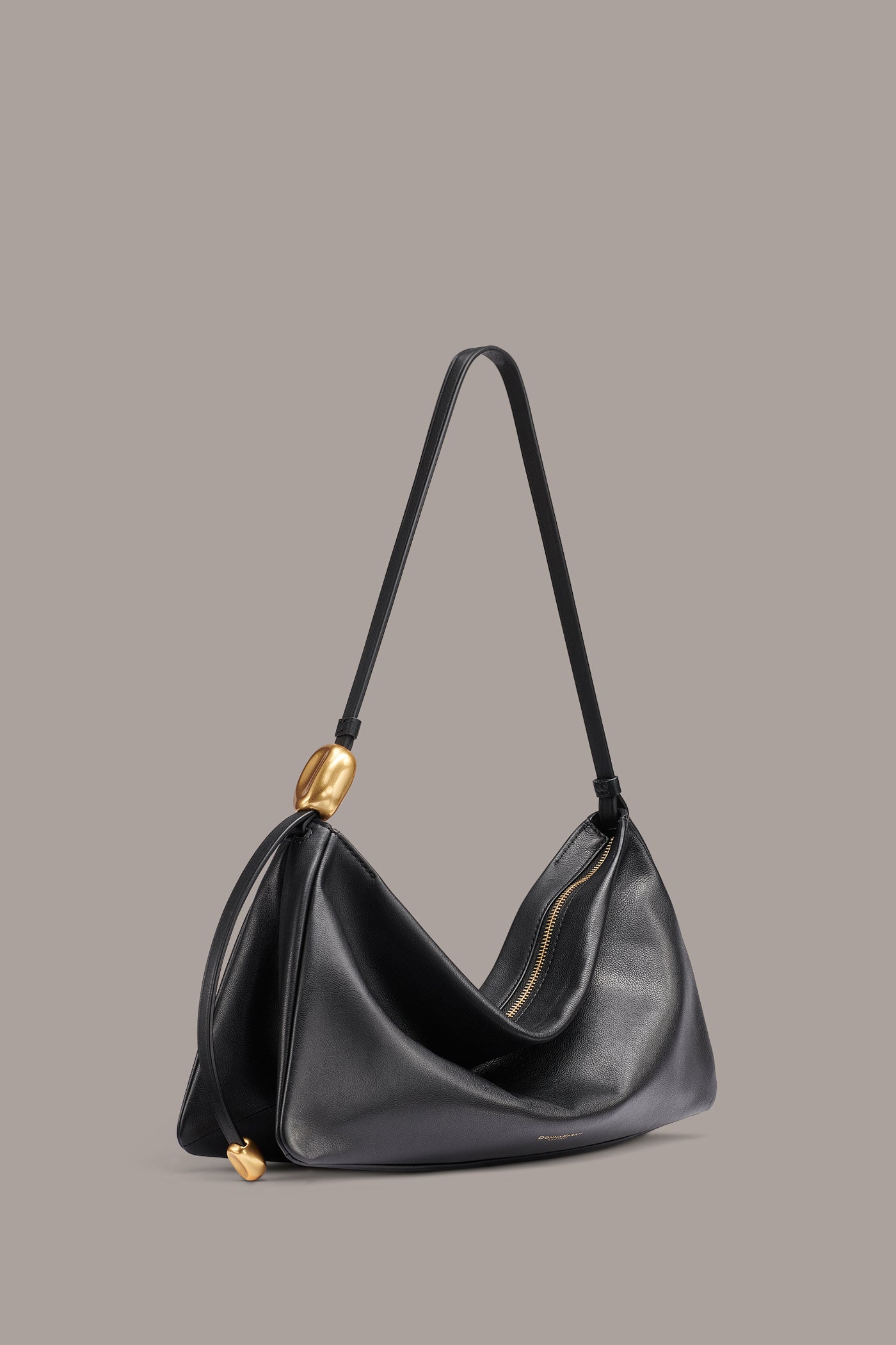 Black/Gold VELVET LARGE SHOULDER BAG Donna Karan