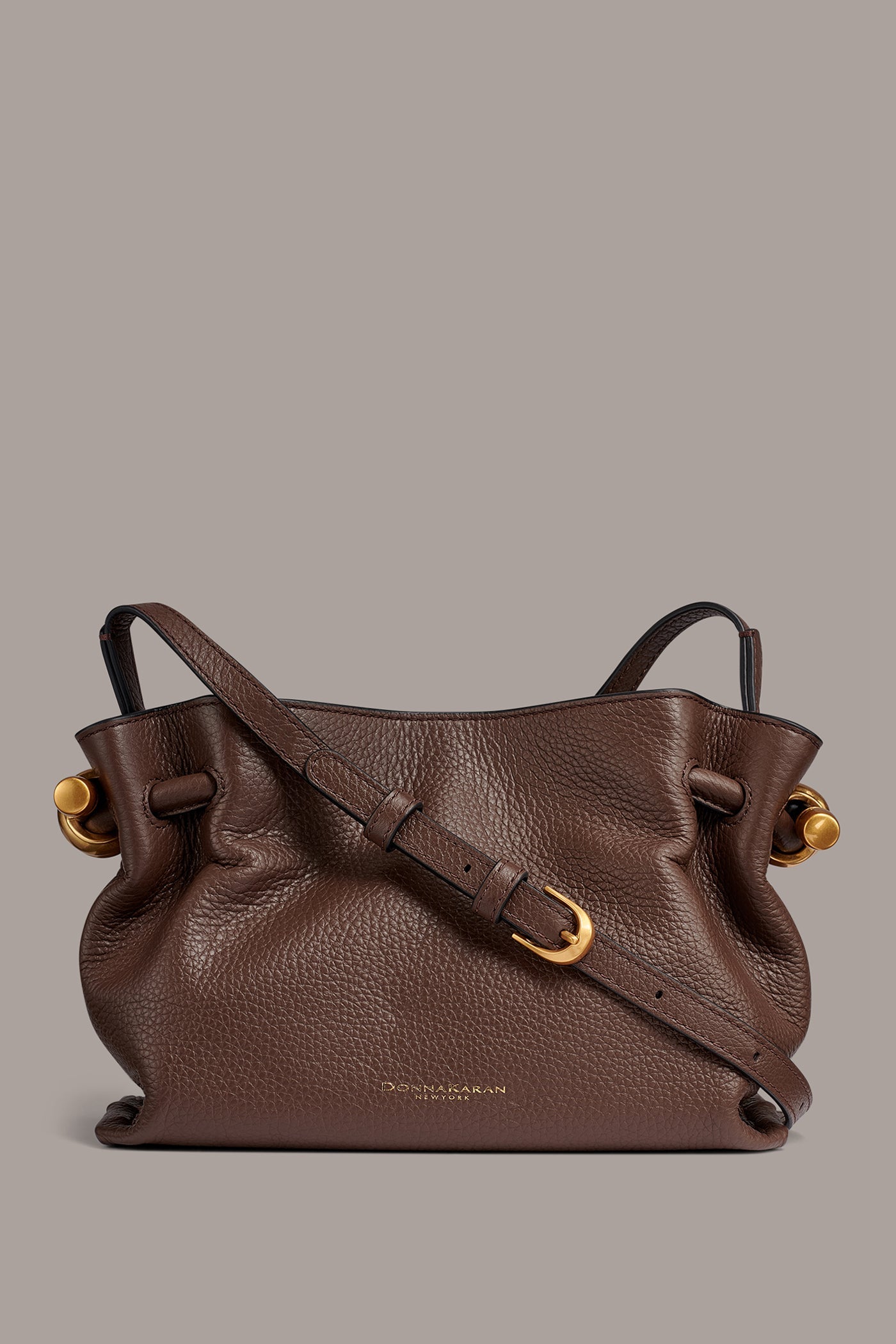 Umber CASHMERE LEATHER CROSSBODY BAG Donna Karan