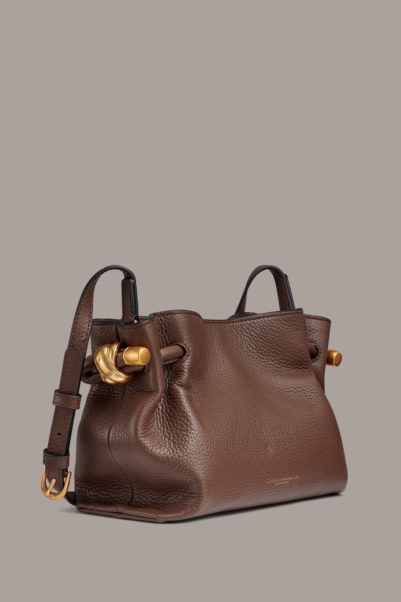 Umber CASHMERE LEATHER CROSSBODY BAG Donna Karan