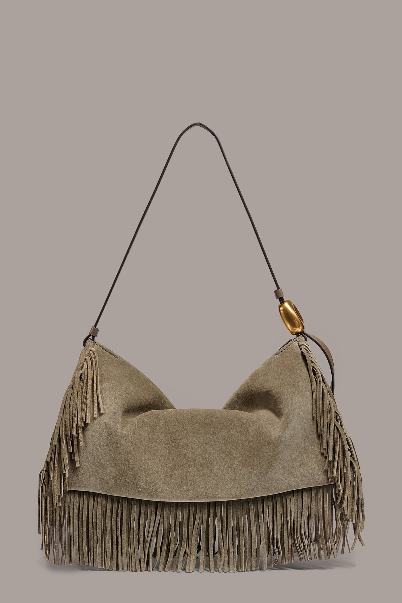 Truffle VELVET LARGE FRINGE SHOULDER BAG Donna Karan