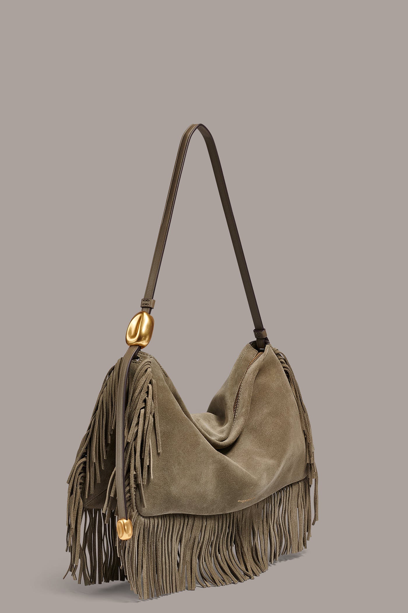 Truffle VELVET LARGE FRINGE SHOULDER BAG Donna Karan