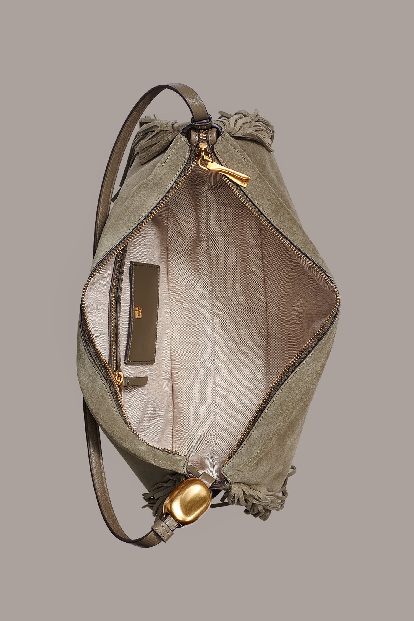 Truffle VELVET LARGE FRINGE SHOULDER BAG Donna Karan