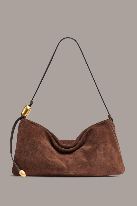Chocolate VELVET LARGE SHOULDER BAG Donna Karan