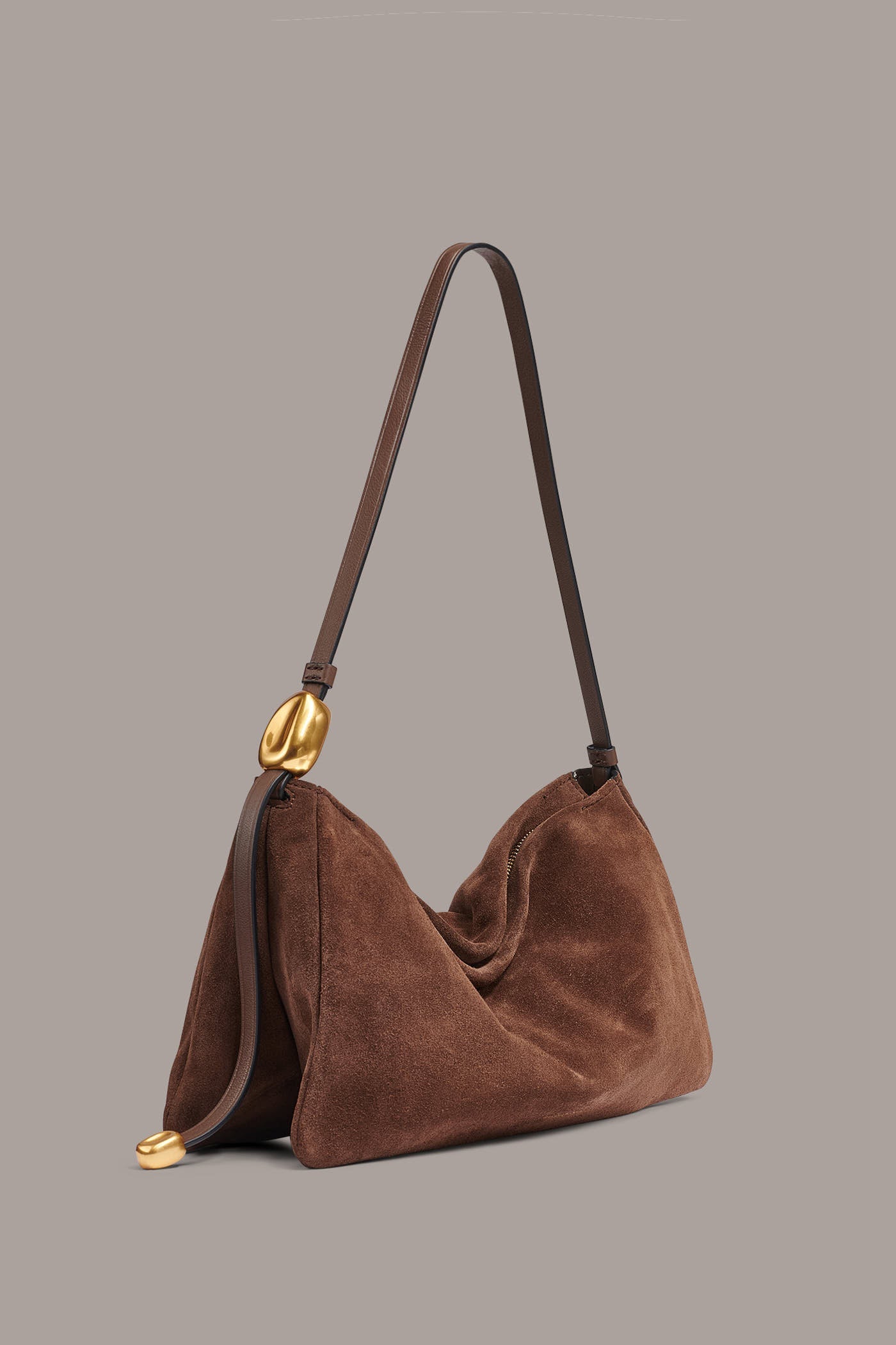 Chocolate VELVET LARGE SHOULDER BAG Donna Karan