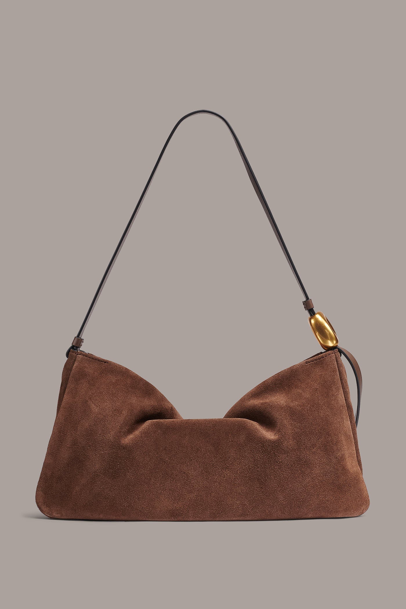 Chocolate VELVET LARGE SHOULDER BAG Donna Karan