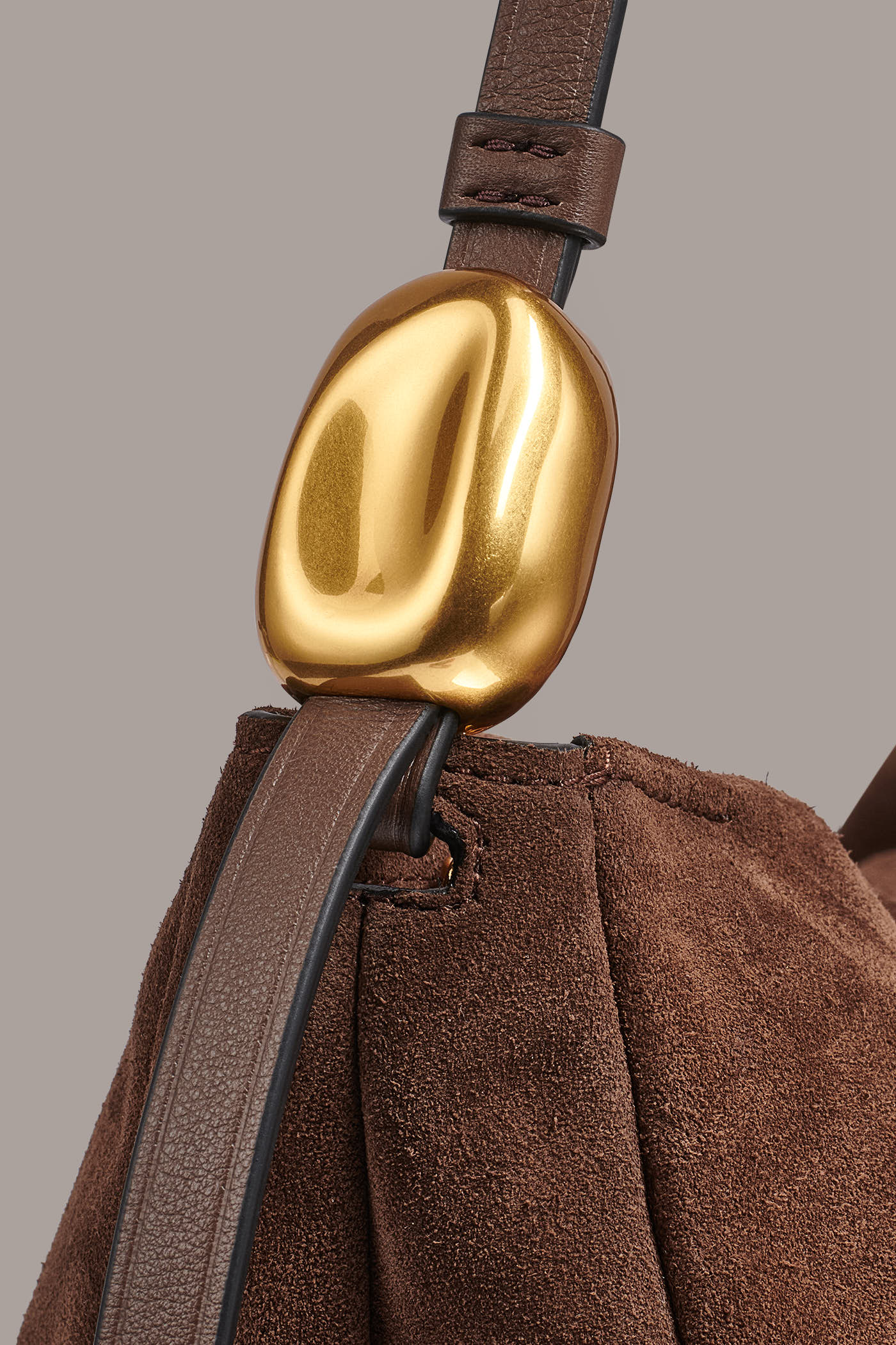 Chocolate VELVET LARGE SHOULDER BAG Donna Karan