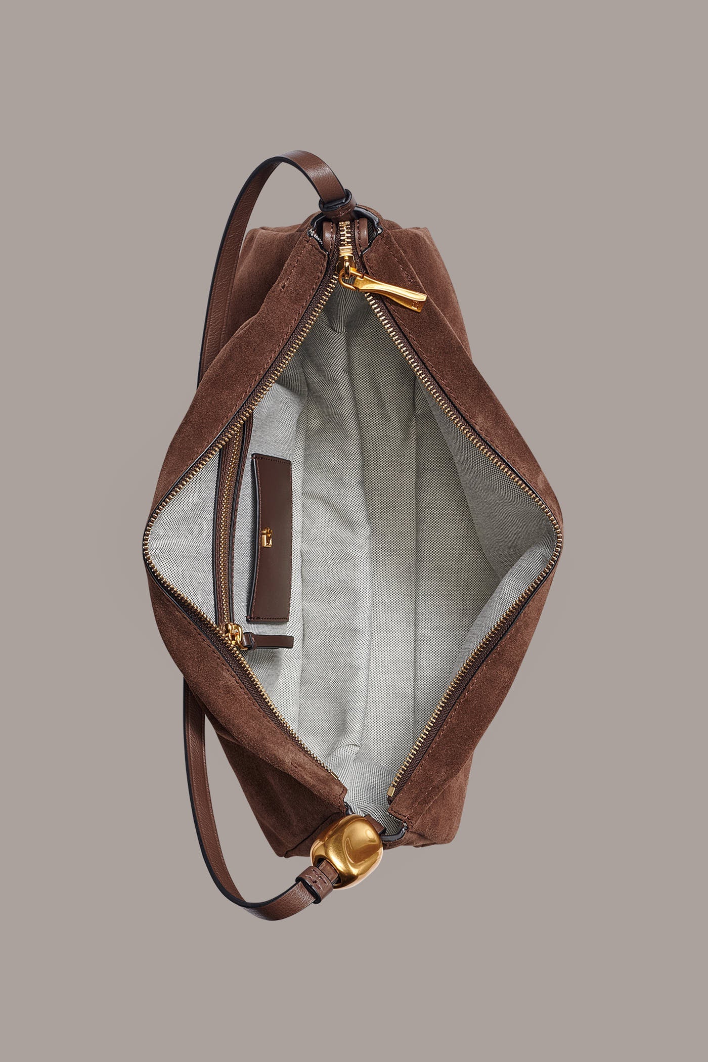Chocolate VELVET LARGE SHOULDER BAG Donna Karan