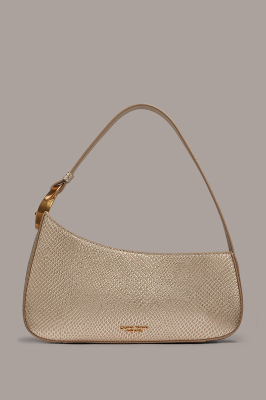 Metallic Bone JERSEY METALLIC SNAKE-EFFECT SHOULDER BAG Donna Karan