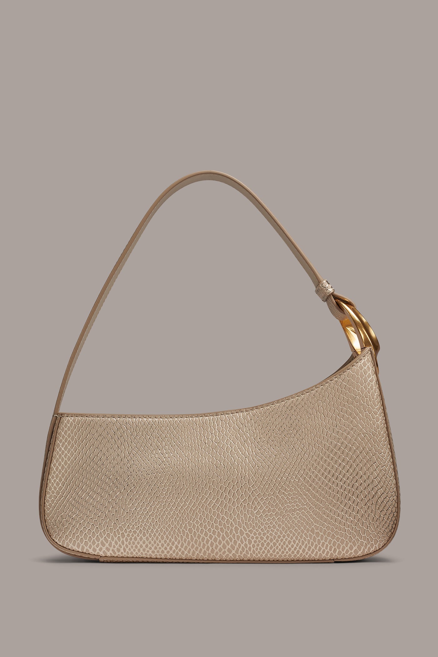 Metallic Bone JERSEY METALLIC SNAKE-EFFECT SHOULDER BAG Donna Karan