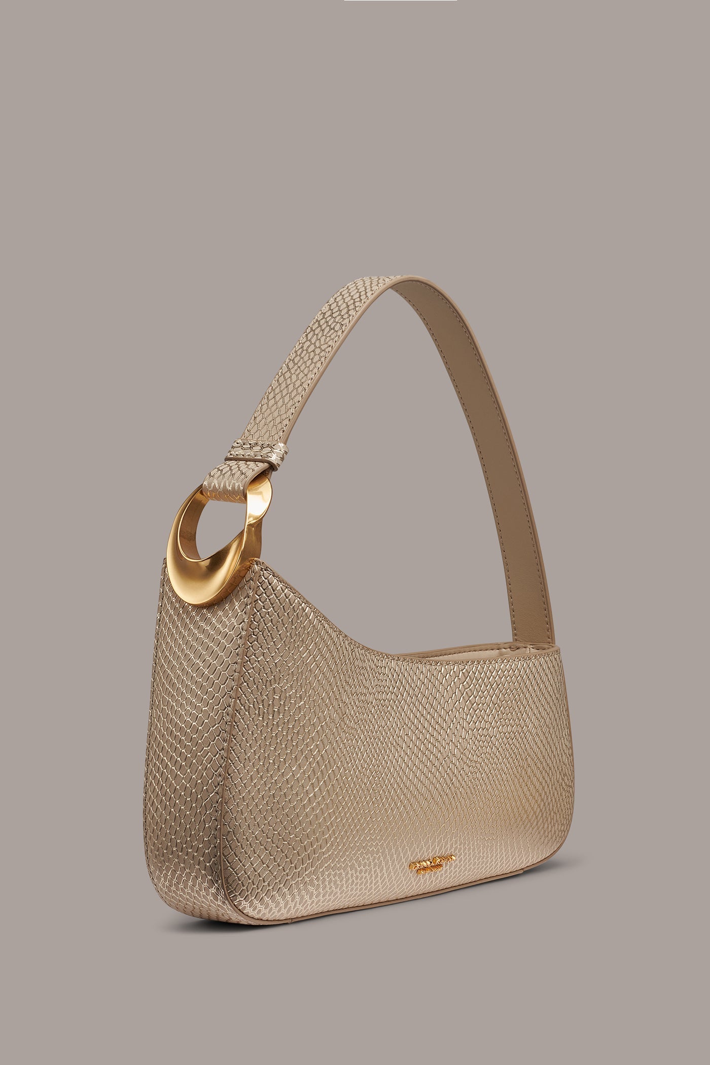 Metallic Bone JERSEY METALLIC SNAKE-EFFECT SHOULDER BAG Donna Karan