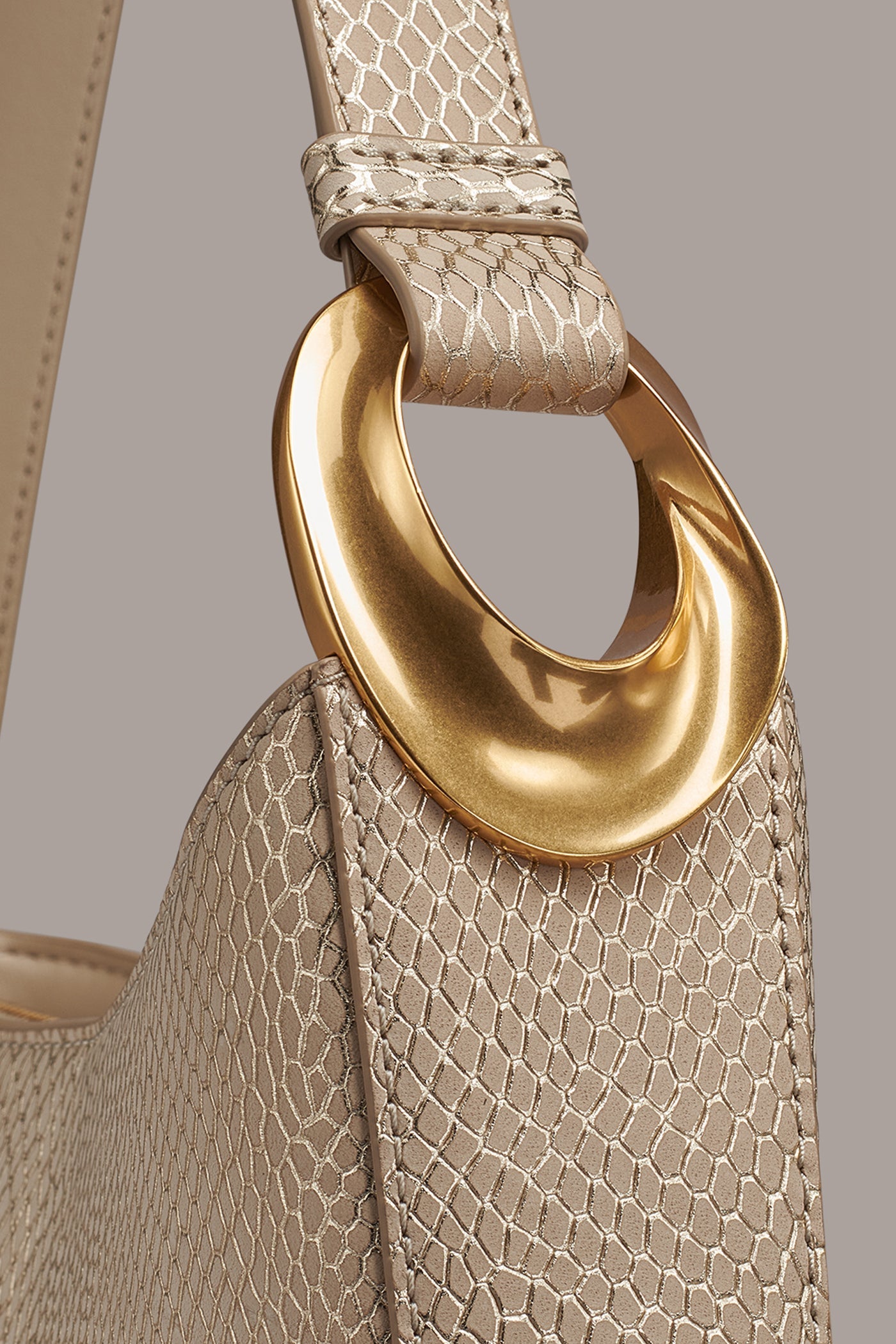 Metallic Bone JERSEY METALLIC SNAKE-EFFECT SHOULDER BAG Donna Karan