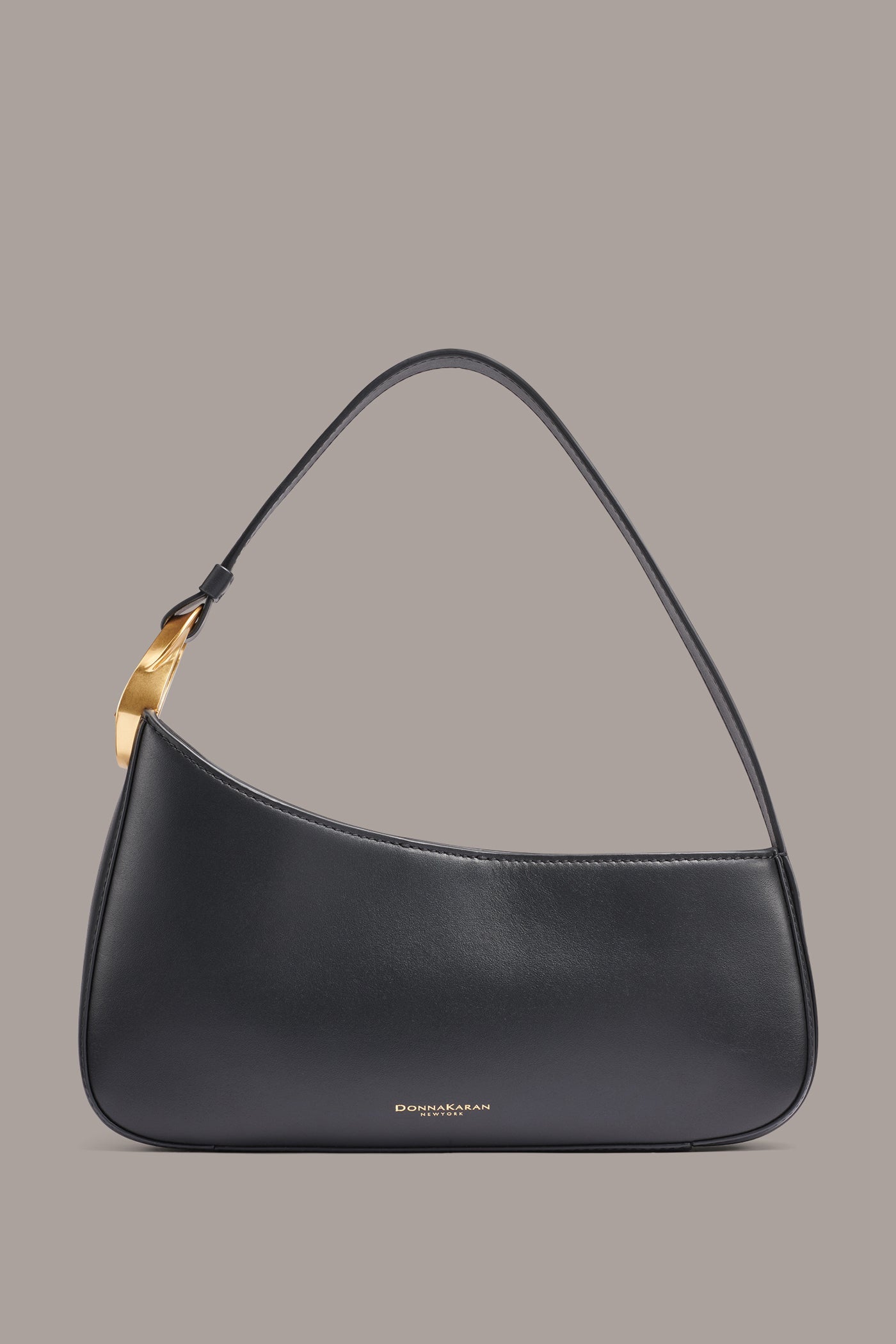 Black / Gold JERSEY SHOULDER BAG Donna Karan