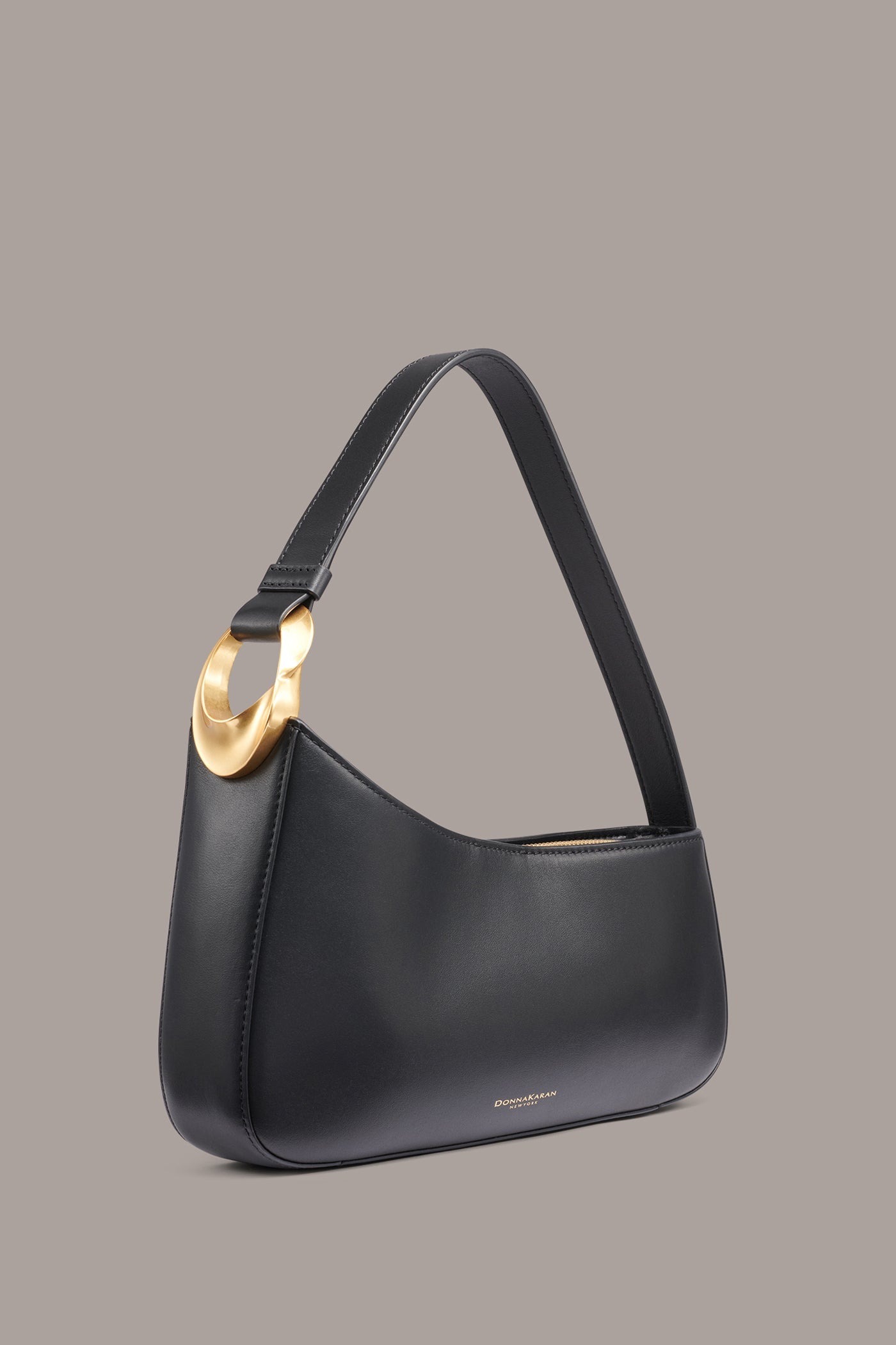 Black / Gold JERSEY SHOULDER BAG Donna Karan