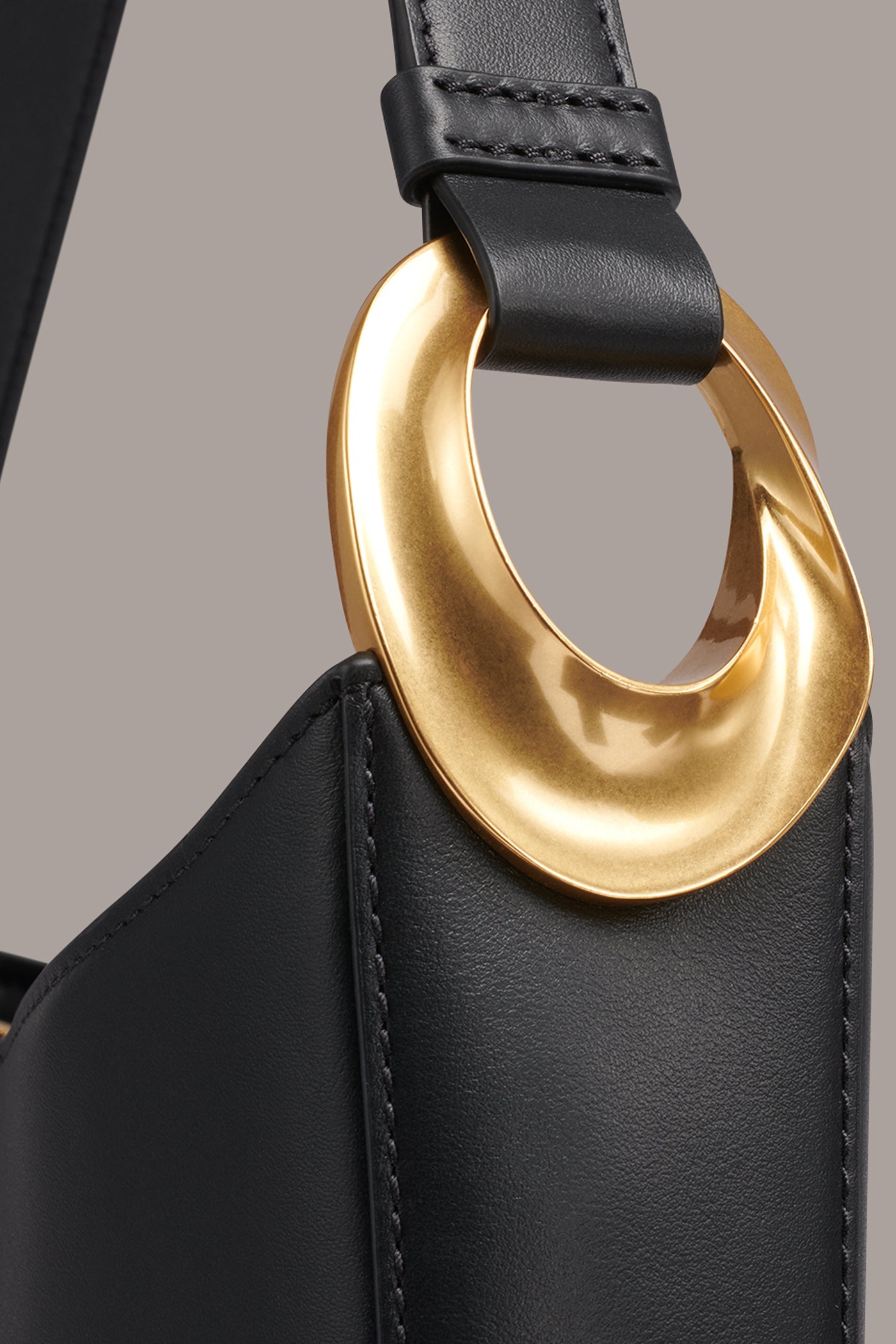 Black / Gold JERSEY SHOULDER BAG Donna Karan