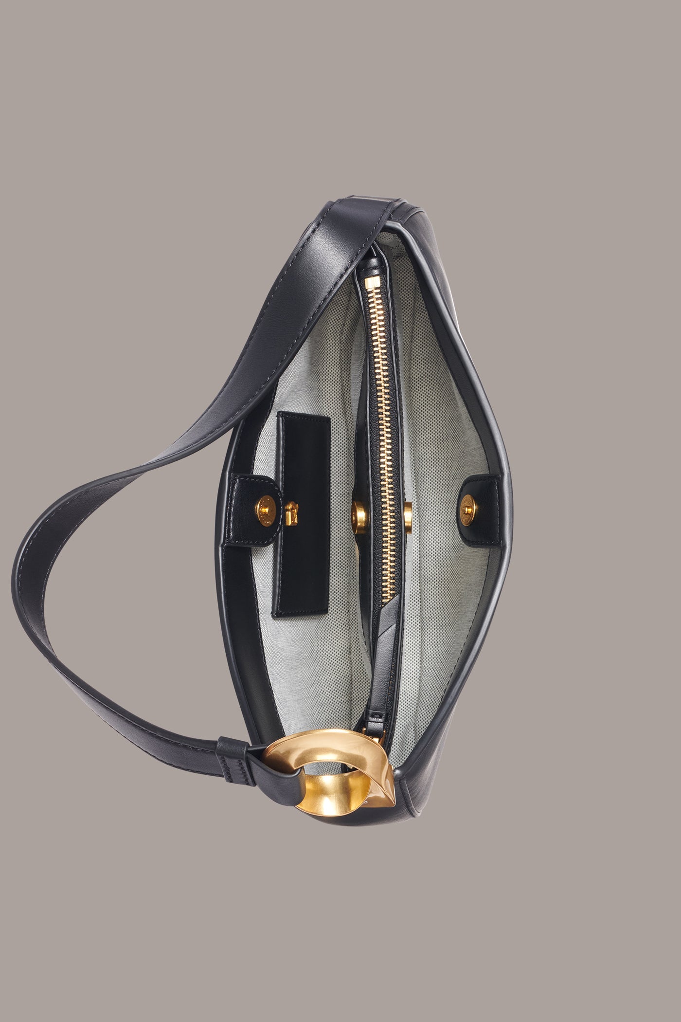 Black / Gold JERSEY SHOULDER BAG Donna Karan