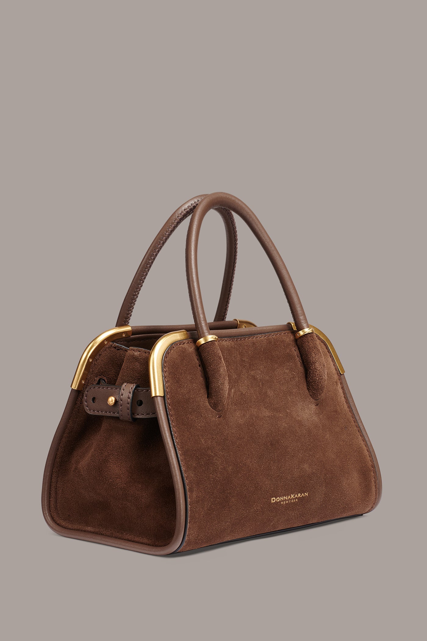 Chocolate SATIN MINI SATCHEL Donna Karan