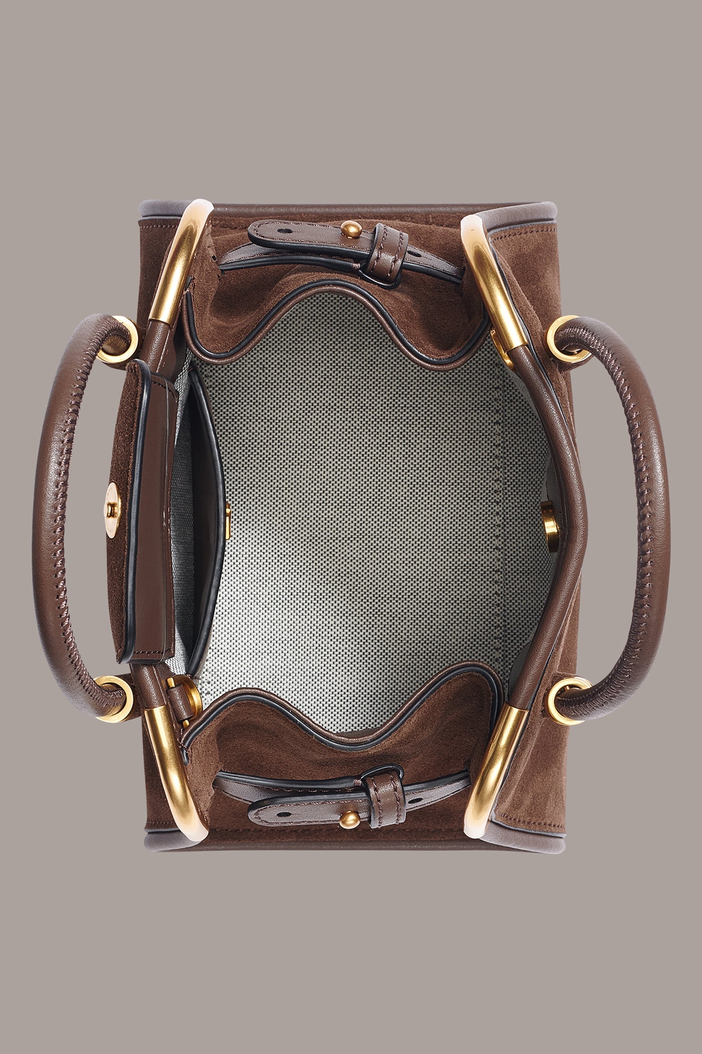 Chocolate SATIN MINI SATCHEL Donna Karan