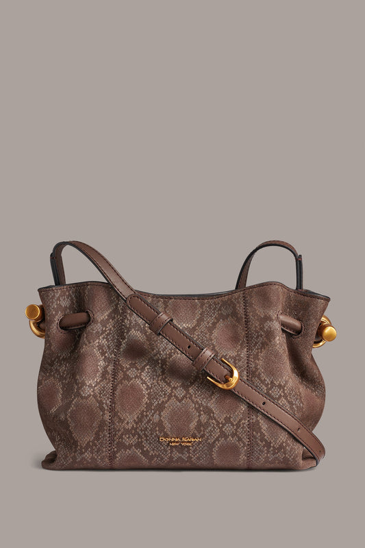 Brown Multi CASHMERE SNAKE-EFFECT CROSSBODY BAG Donna Karan