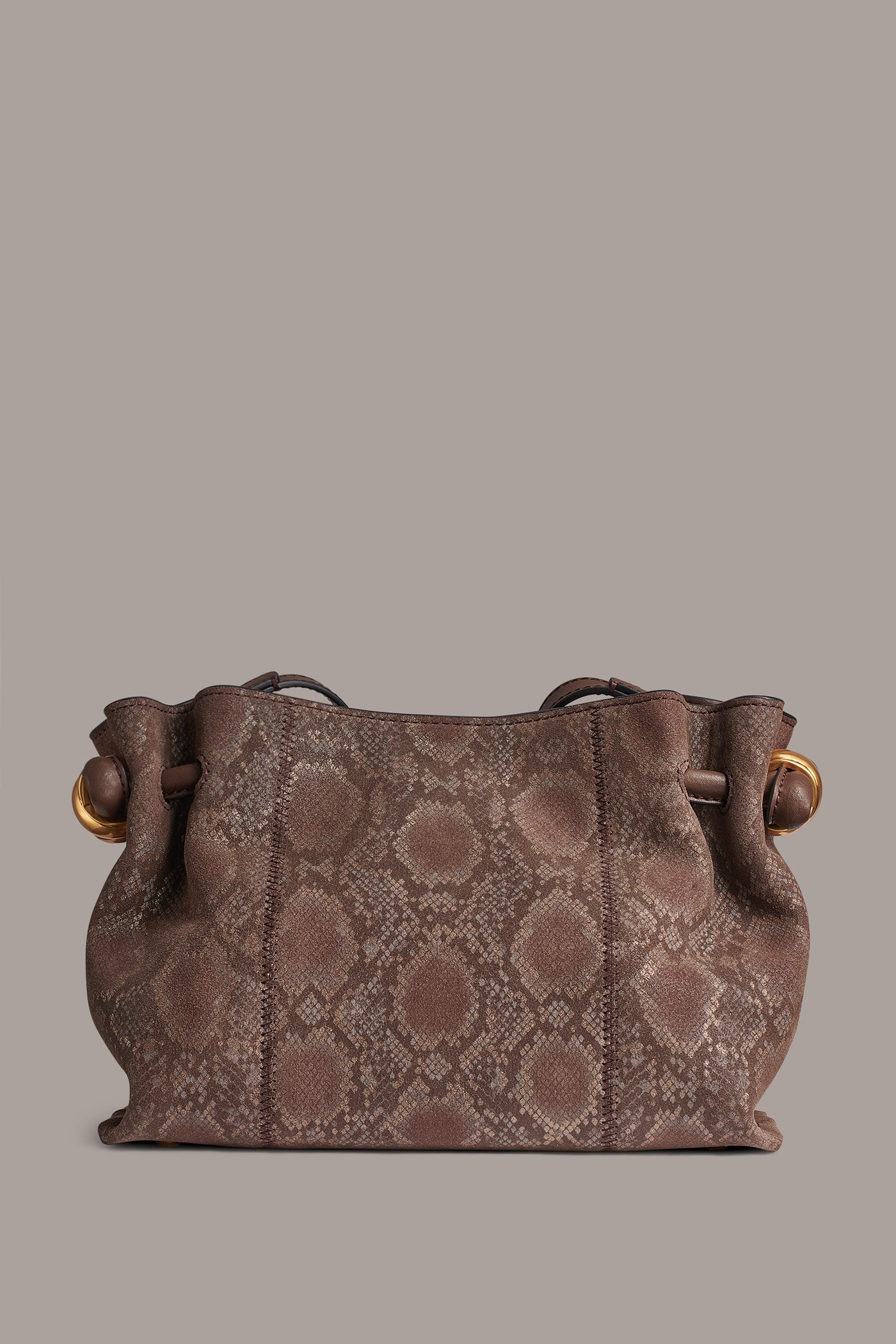 Brown Multi CASHMERE SNAKE-EFFECT CROSSBODY BAG Donna Karan