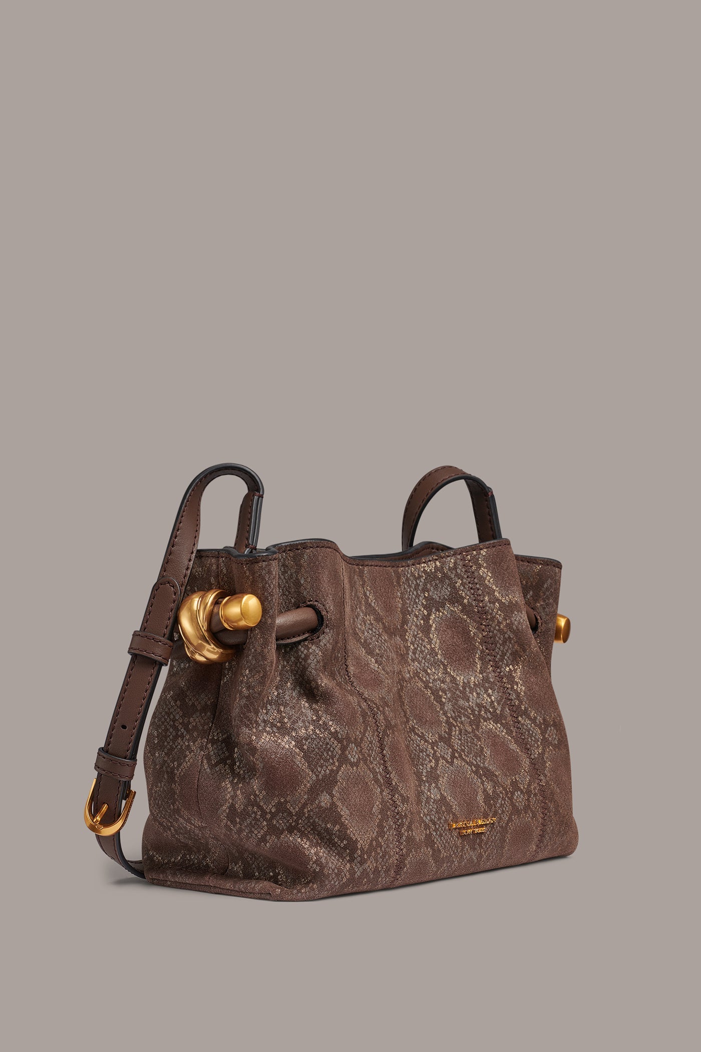 Brown Multi CASHMERE SNAKE-EFFECT CROSSBODY BAG Donna Karan