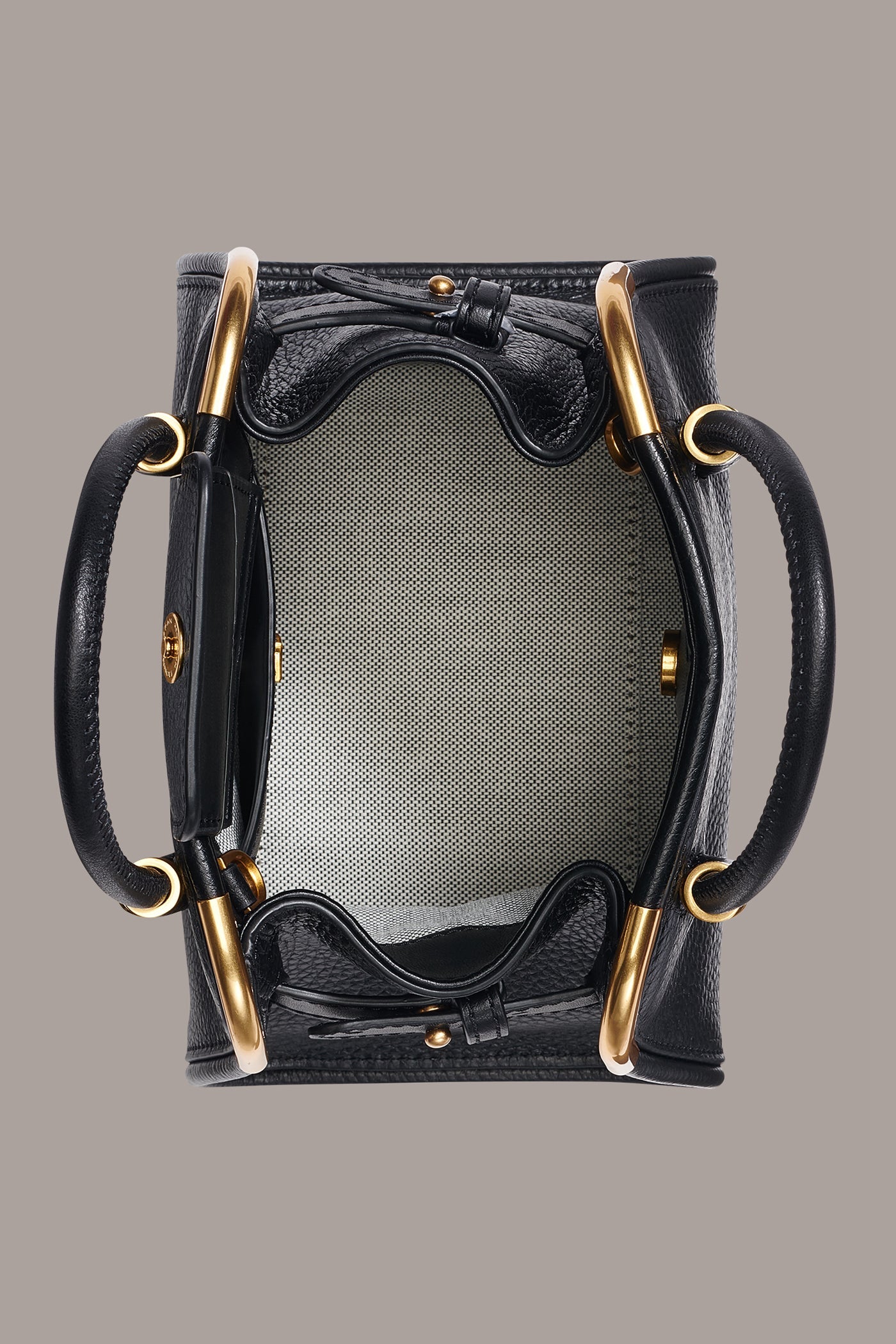 Black / Gold SATIN MINI SATCHEL Donna Karan